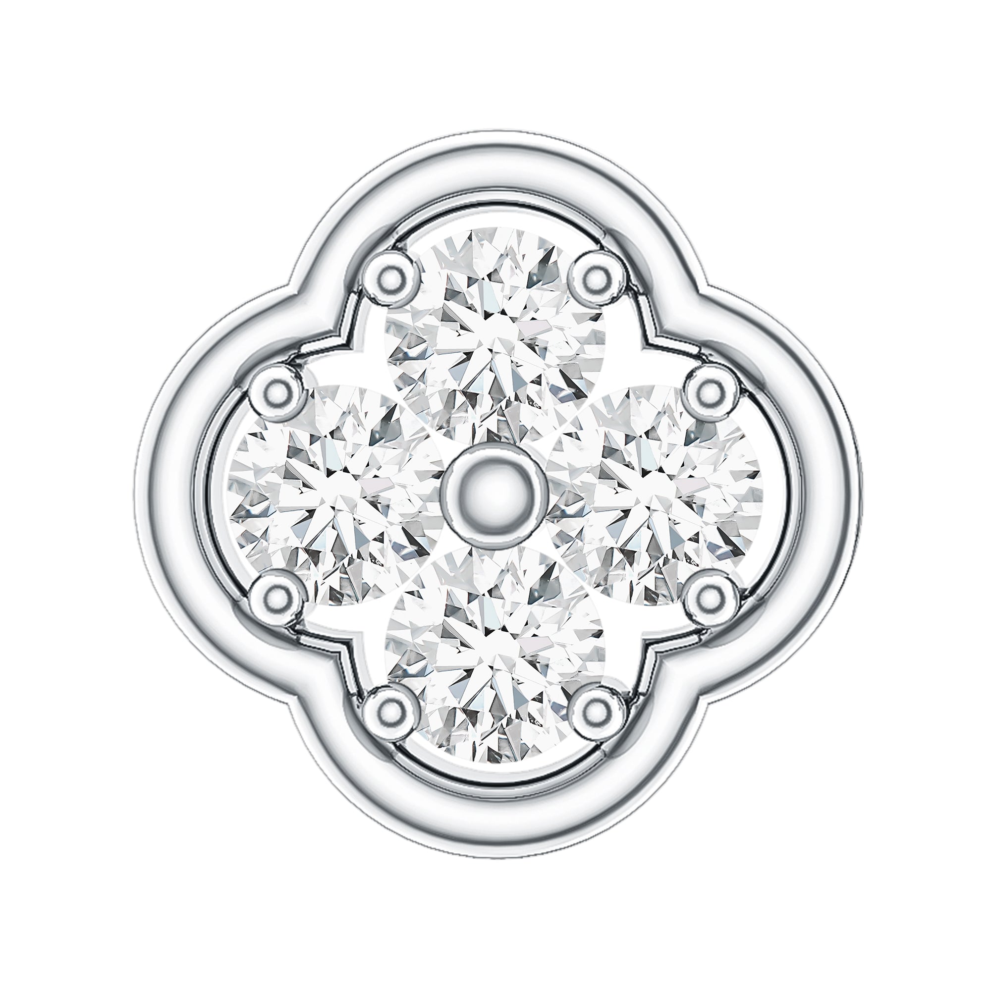 Diamond Flower Cluster Earring for Helix Piercing Lab - ( EF-VS ) - Rosec Jewels
