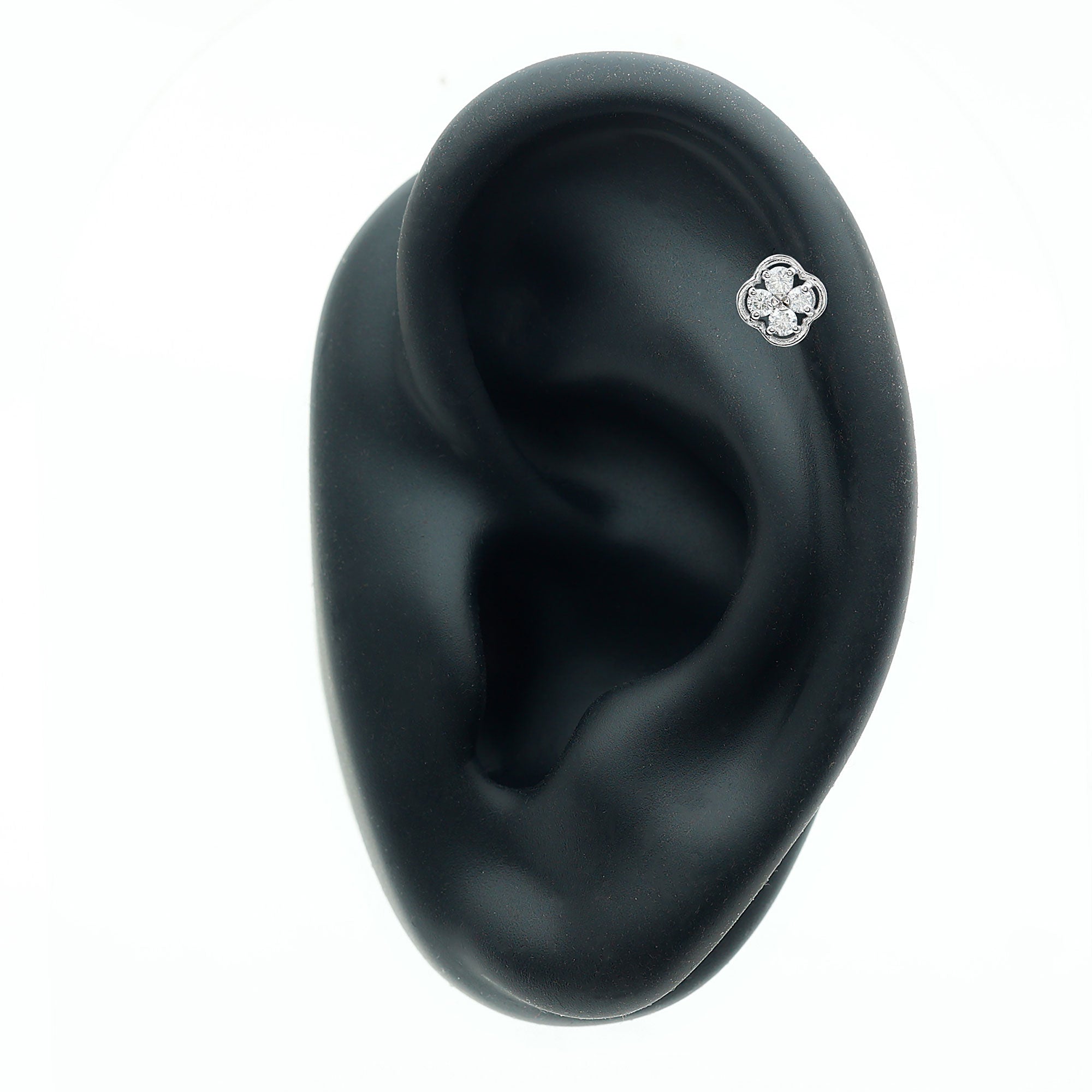 Diamond Flower Cluster Earring for Helix Piercing Lab - ( EF-VS ) - Rosec Jewels