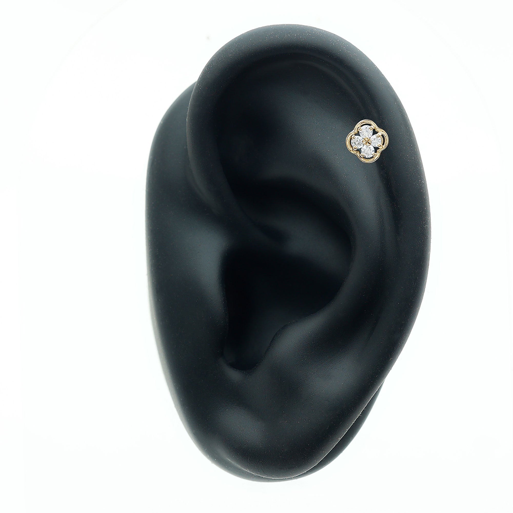 Diamond Flower Cluster Earring for Helix Piercing Lab - ( EF-VS ) - Rosec Jewels