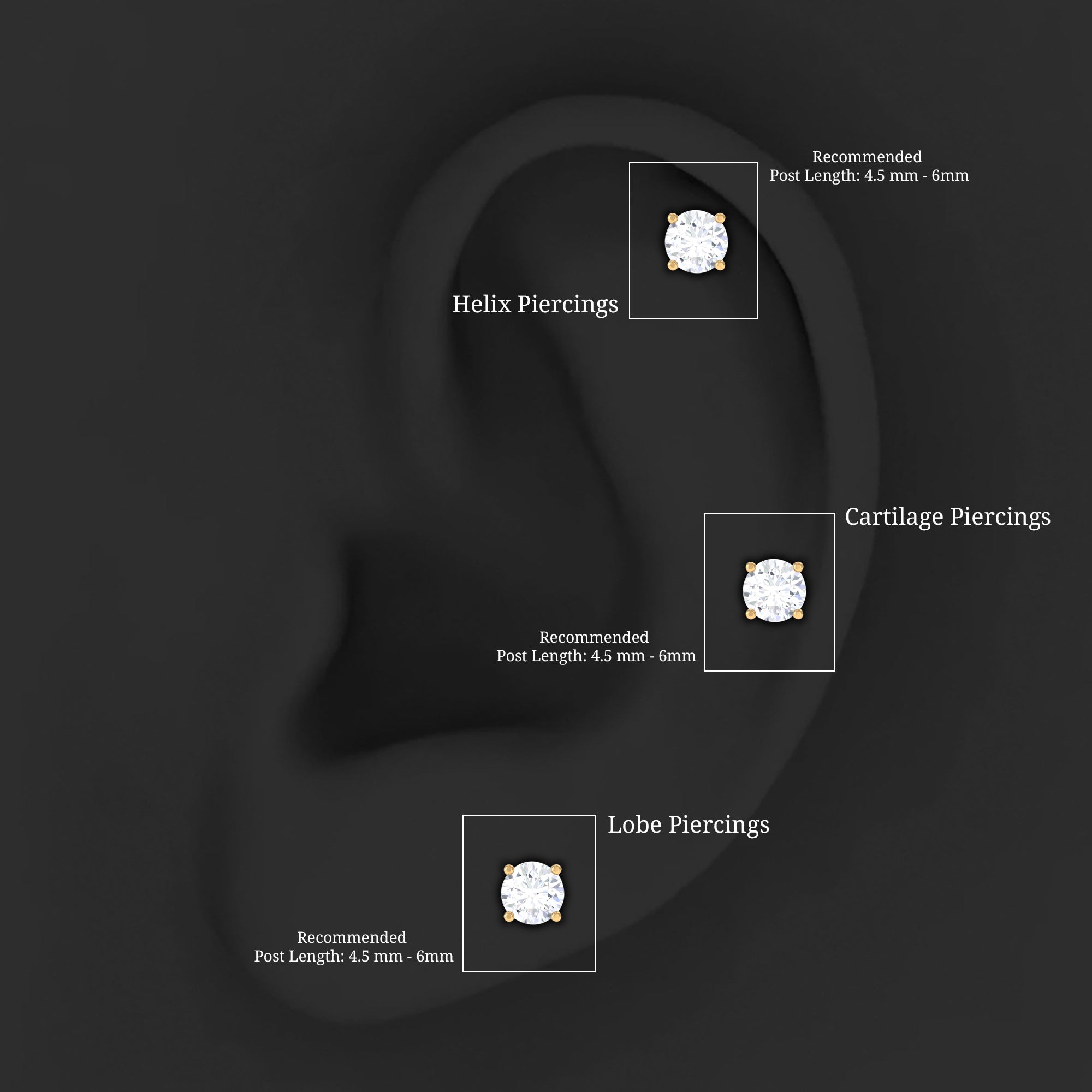 Minimalist Diamond Solitaire Earring for Tragus Piercing Lab - ( EF-VS ) - Rosec Jewels