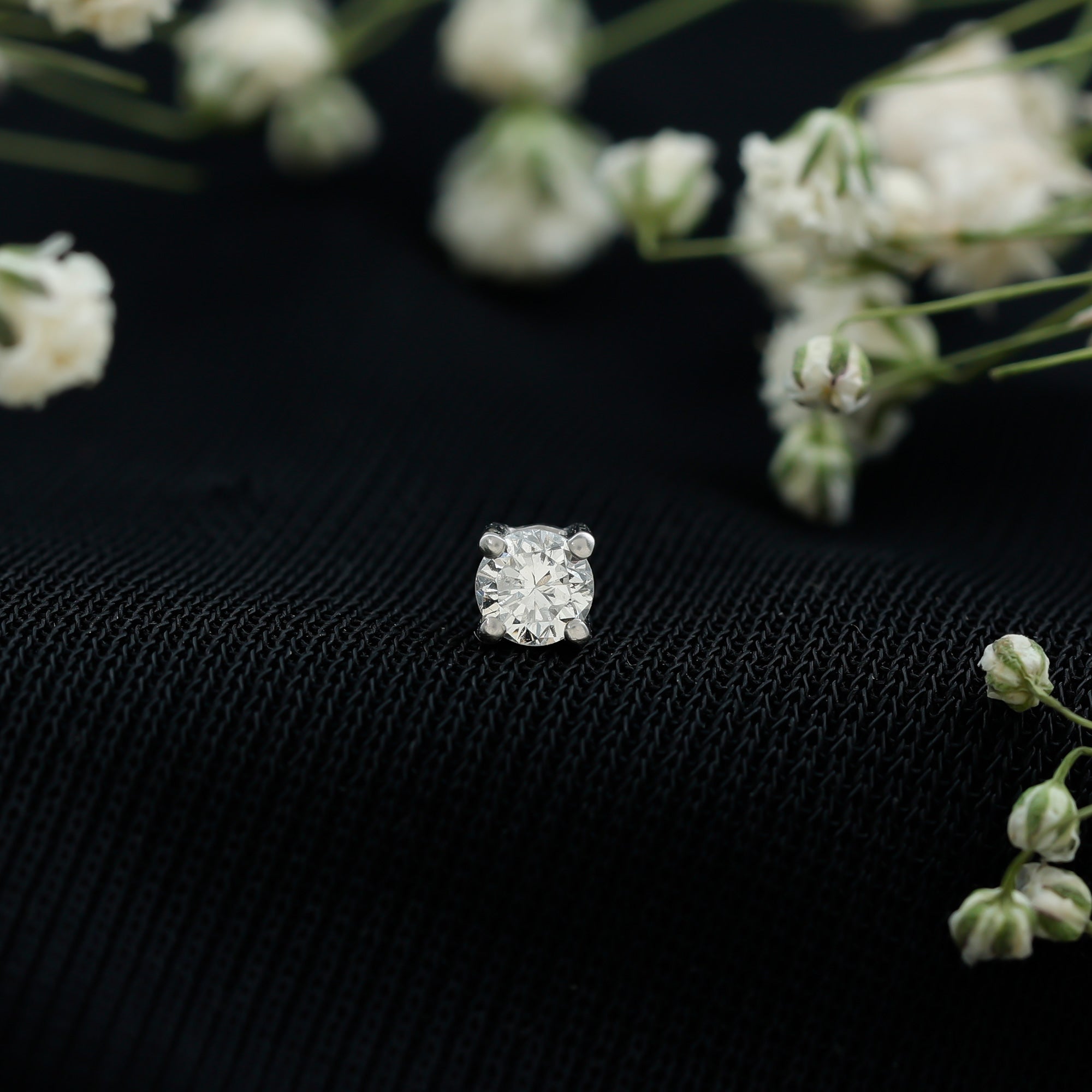 Minimalist Diamond Solitaire Earring for Tragus Piercing Lab - ( EF-VS ) - Rosec Jewels