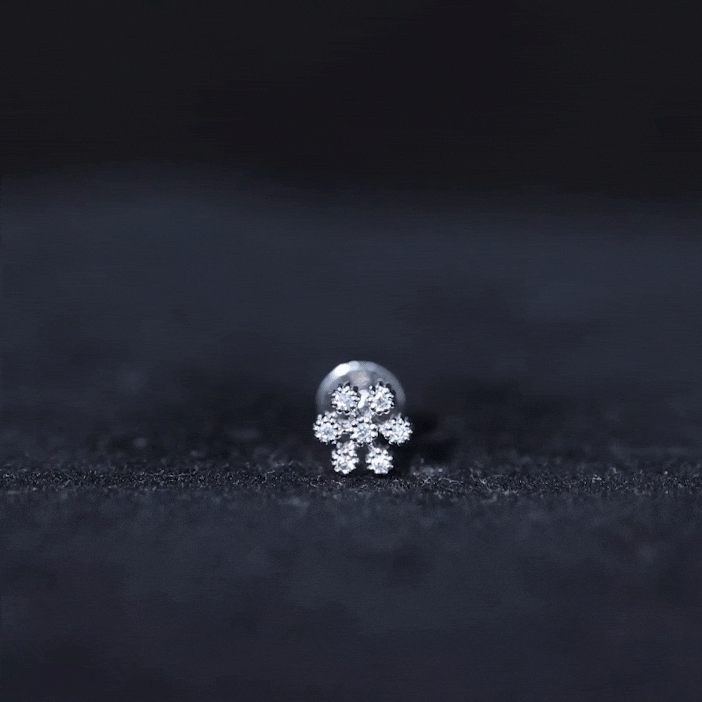 Round Diamond Flower Earring in Beaded Bezel Setting Lab - ( EF-VS ) - Rosec Jewels