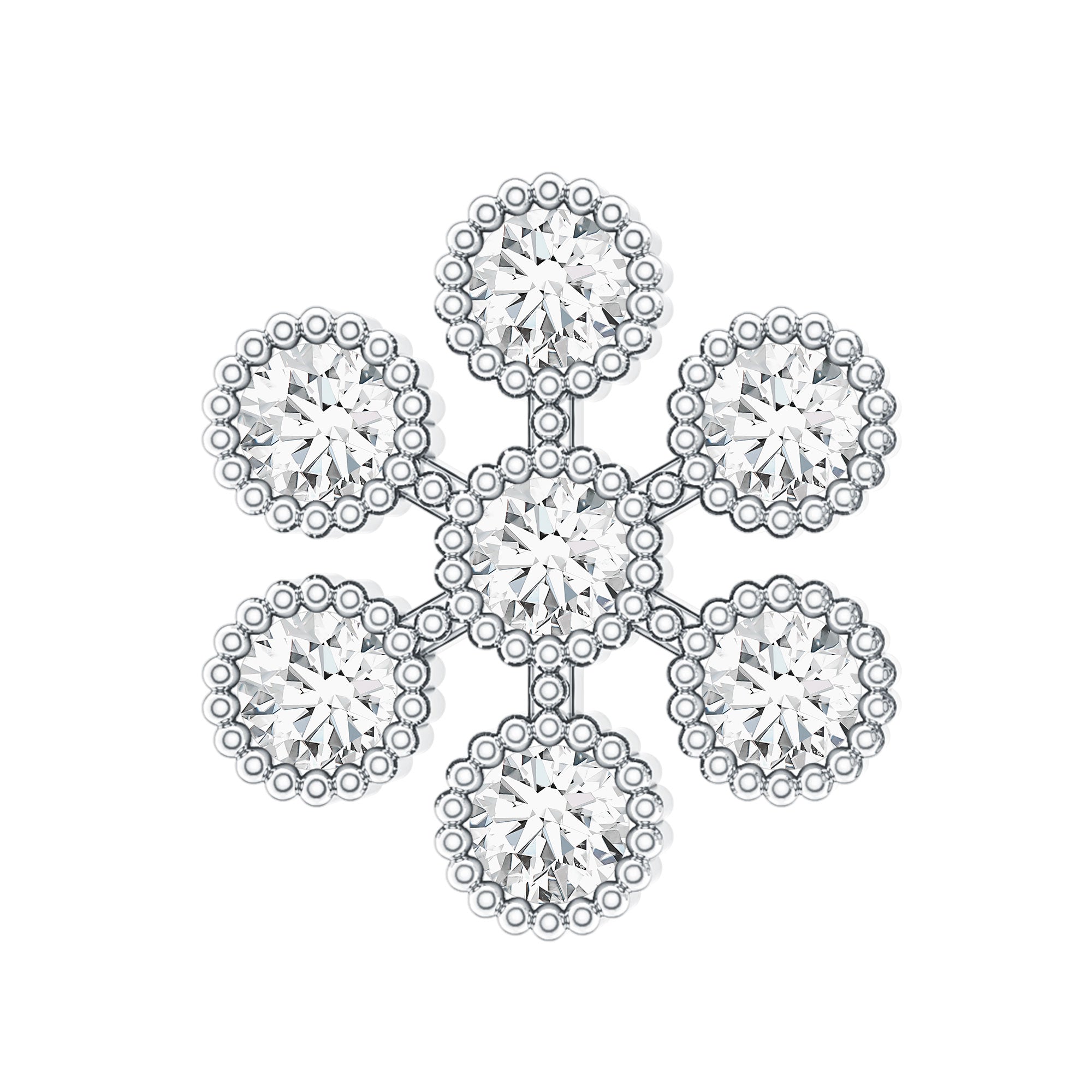 Round Diamond Flower Earring in Beaded Bezel Setting Lab - ( EF-VS ) - Rosec Jewels