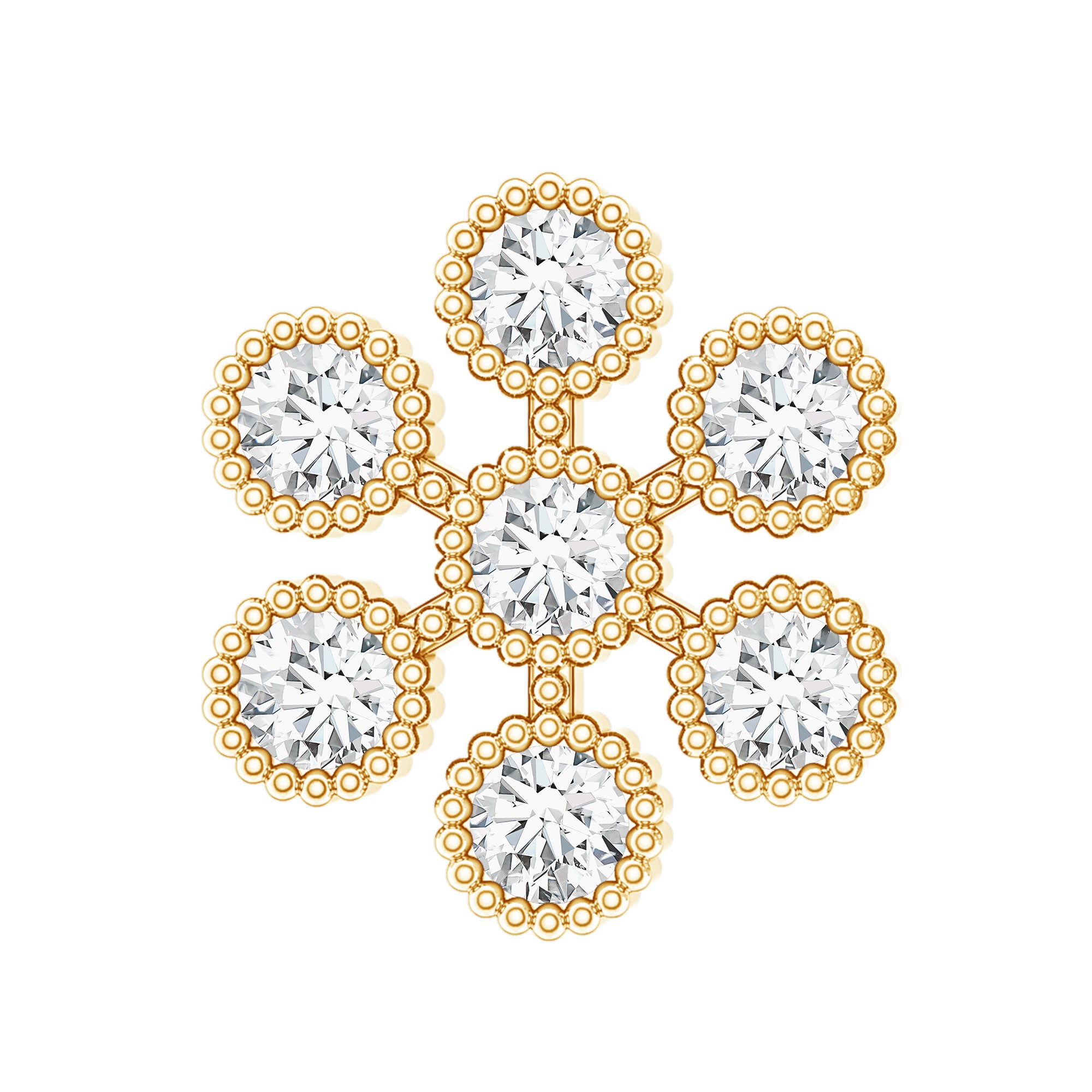 Round Diamond Flower Earring in Beaded Bezel Setting Lab - ( EF-VS ) - Rosec Jewels