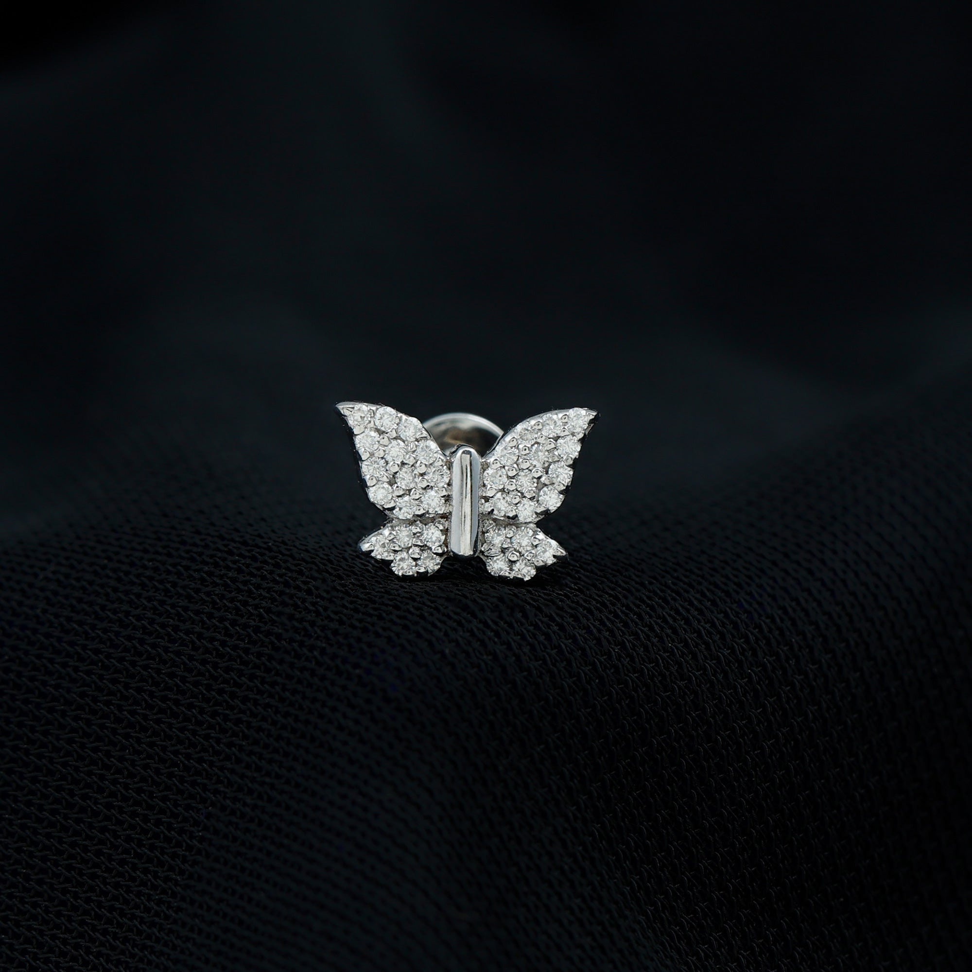 Certified Diamond Butterfly Cartilage Earring Lab - ( EF-VS ) - Rosec Jewels
