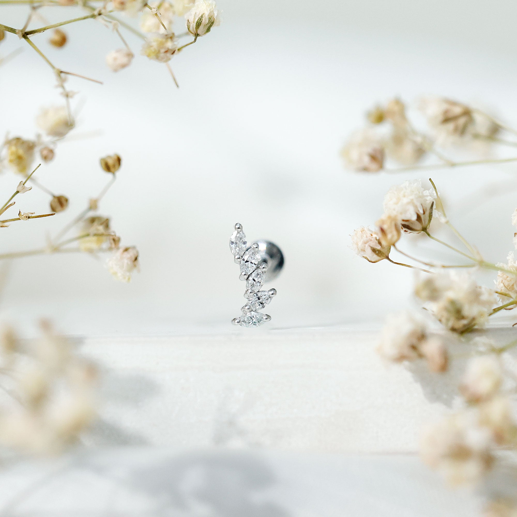 Marquise Diamond Crawler Earring for Helix Piercing Lab - ( EF-VS ) - Rosec Jewels