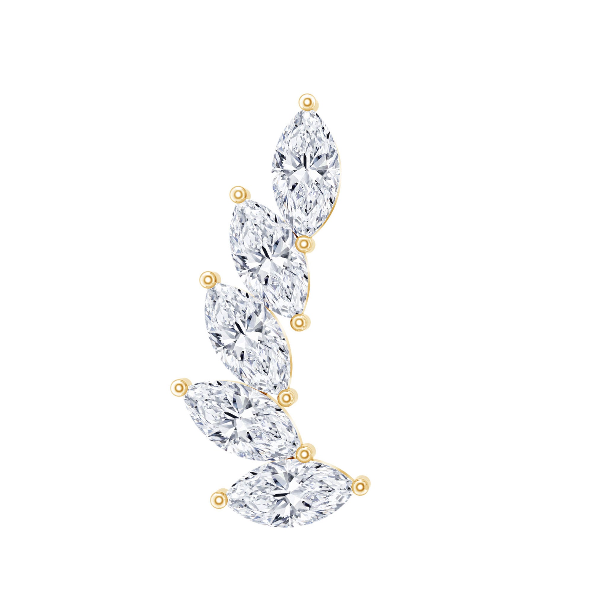 Marquise Diamond Crawler Earring for Helix Piercing Lab - ( EF-VS ) - Rosec Jewels