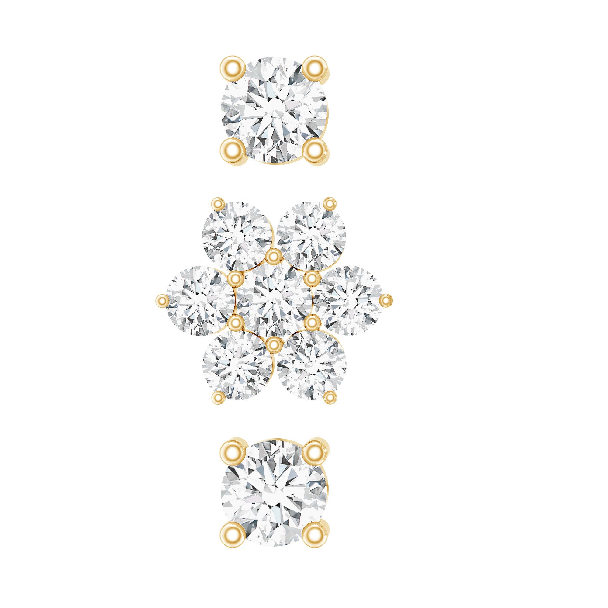 Certified Diamond Flower Helix Earring Set of 3 Lab - ( EF-VS ) - Rosec Jewels