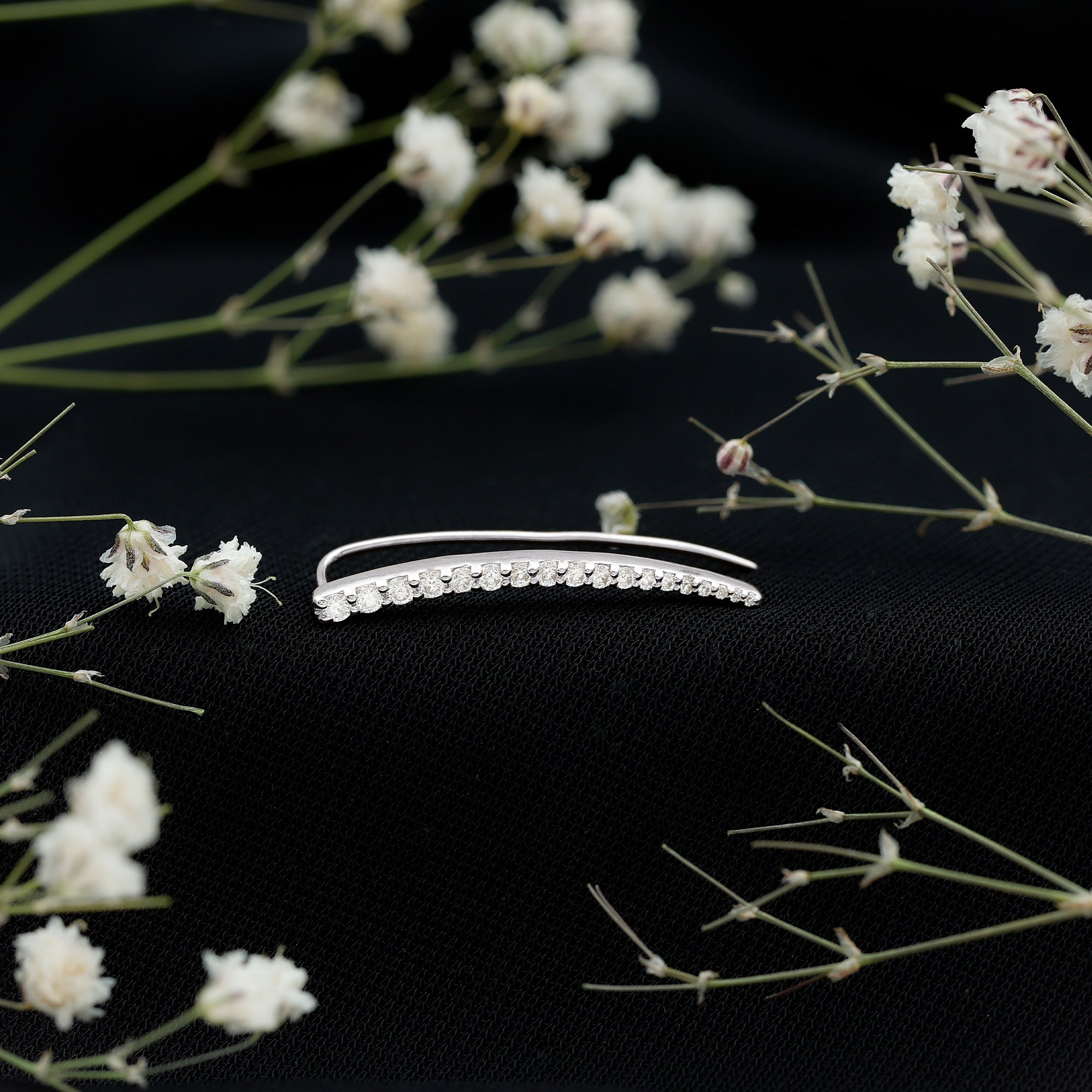 Graduated Style Diamond Climber Helix Earring Lab - ( EF-VS ) - Rosec Jewels
