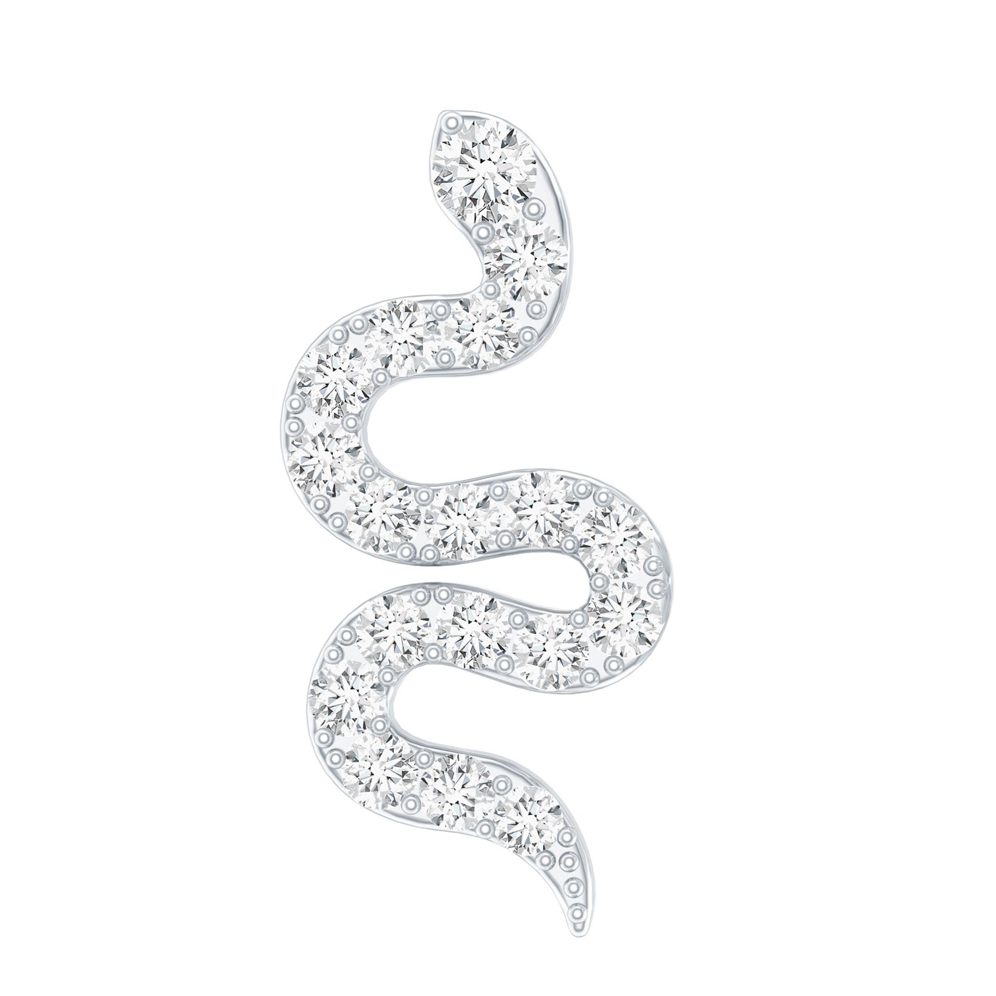 Certified Diamond Snake Earring for Cartilage Piercing Lab - ( EF-VS ) - Rosec Jewels