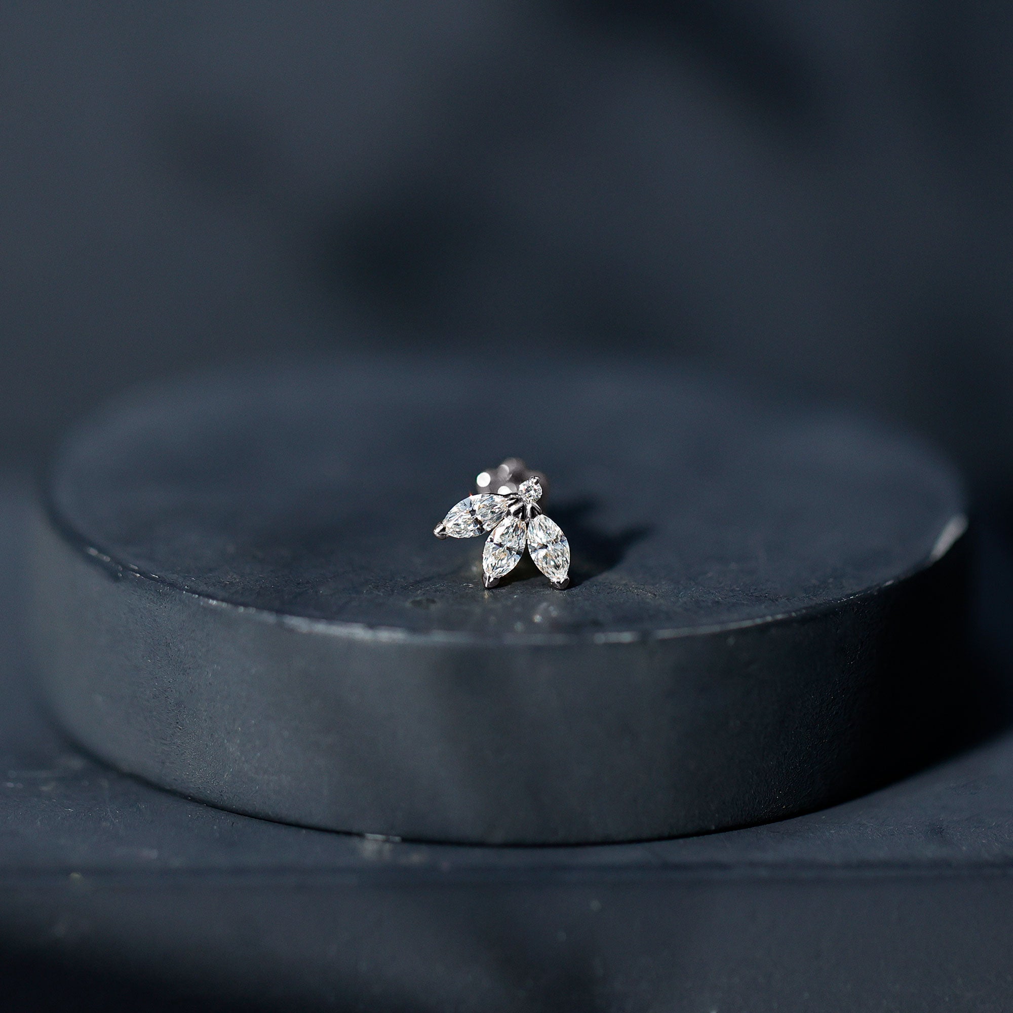 Marquise Cut Diamond Lotus Flower Earring for Cartilage Piercing Lab - ( EF-VS ) - Rosec Jewels