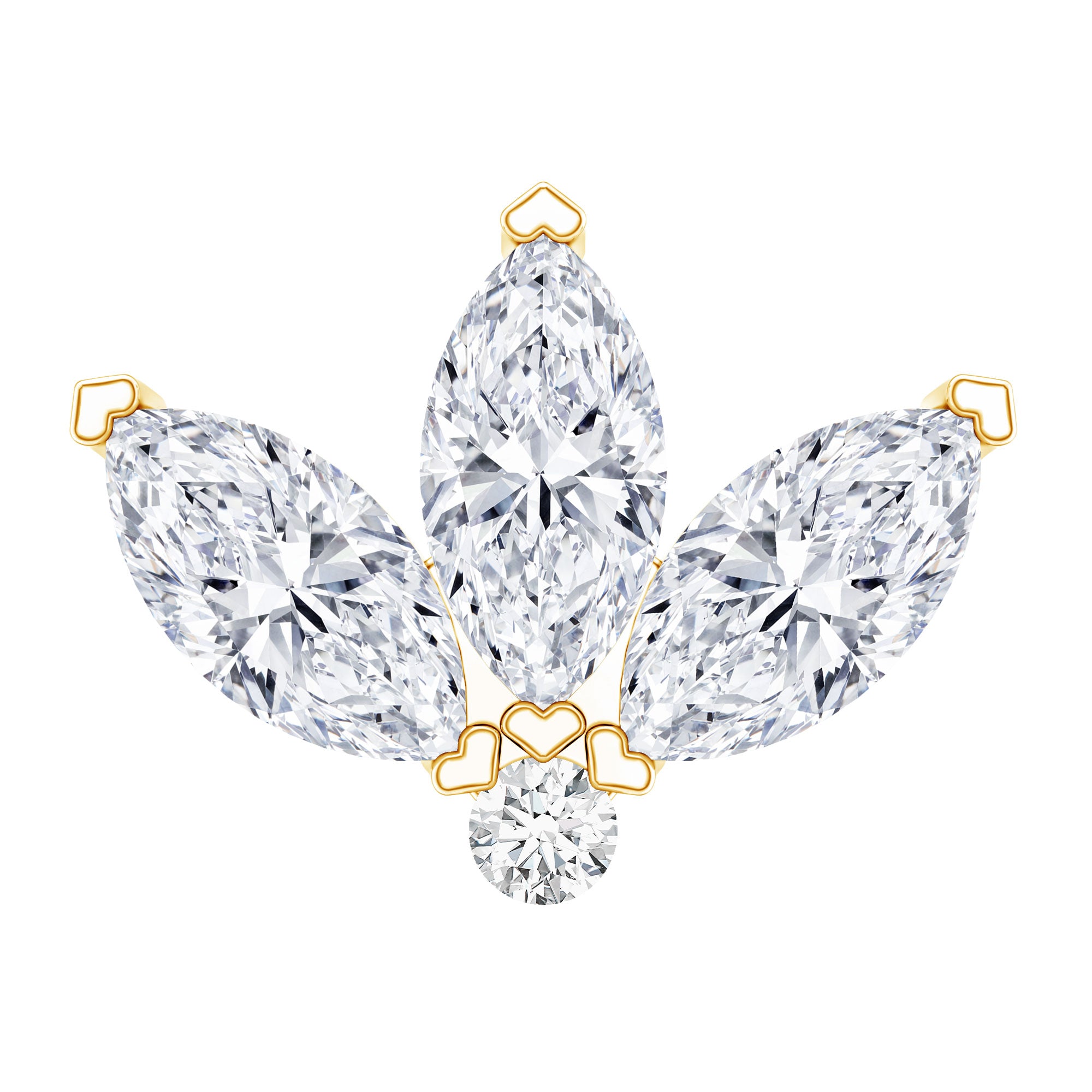 Marquise Cut Diamond Lotus Flower Earring for Cartilage Piercing Lab - ( EF-VS ) - Rosec Jewels