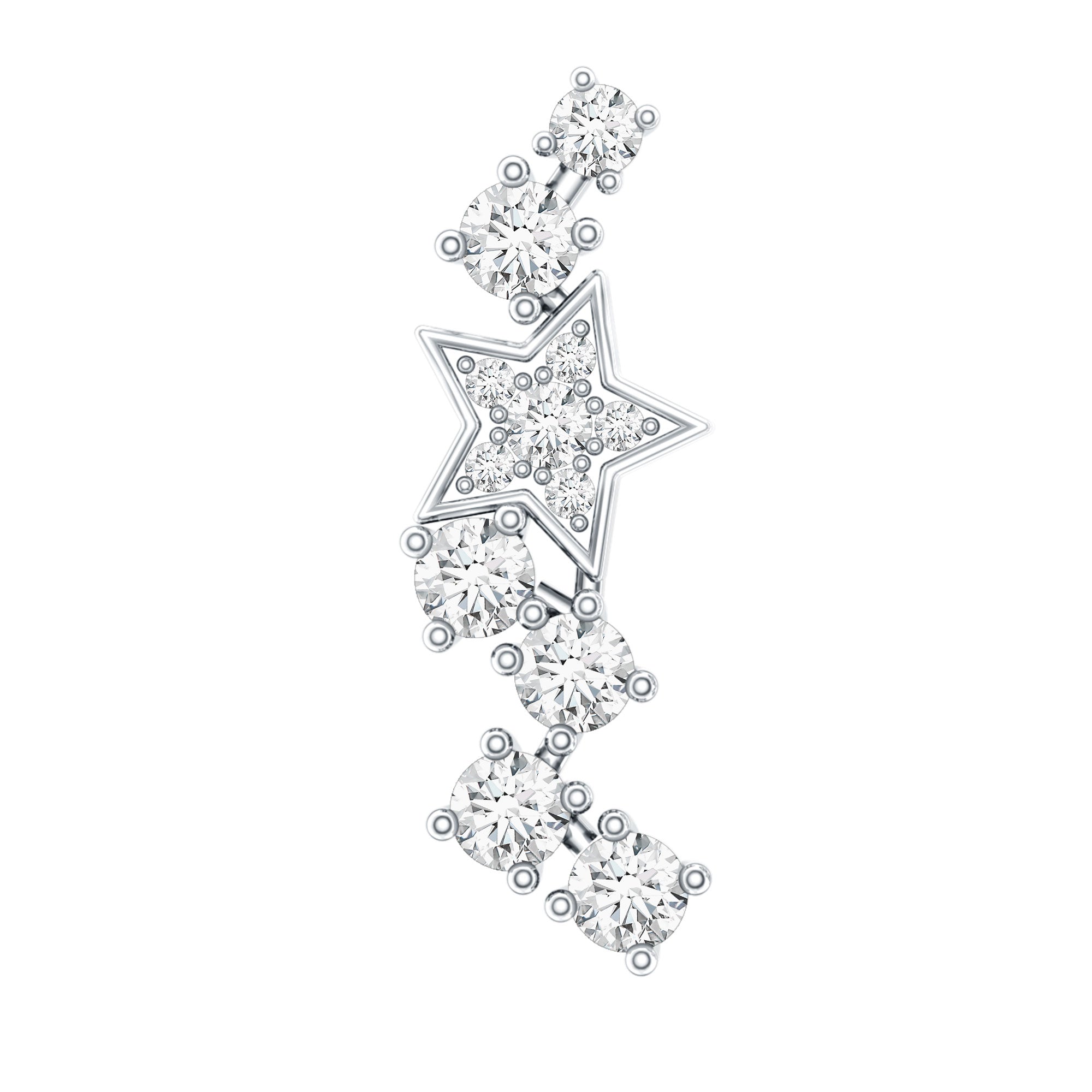 Unique Diamond Star Crawler Helix Earring Lab - ( EF-VS ) - Rosec Jewels