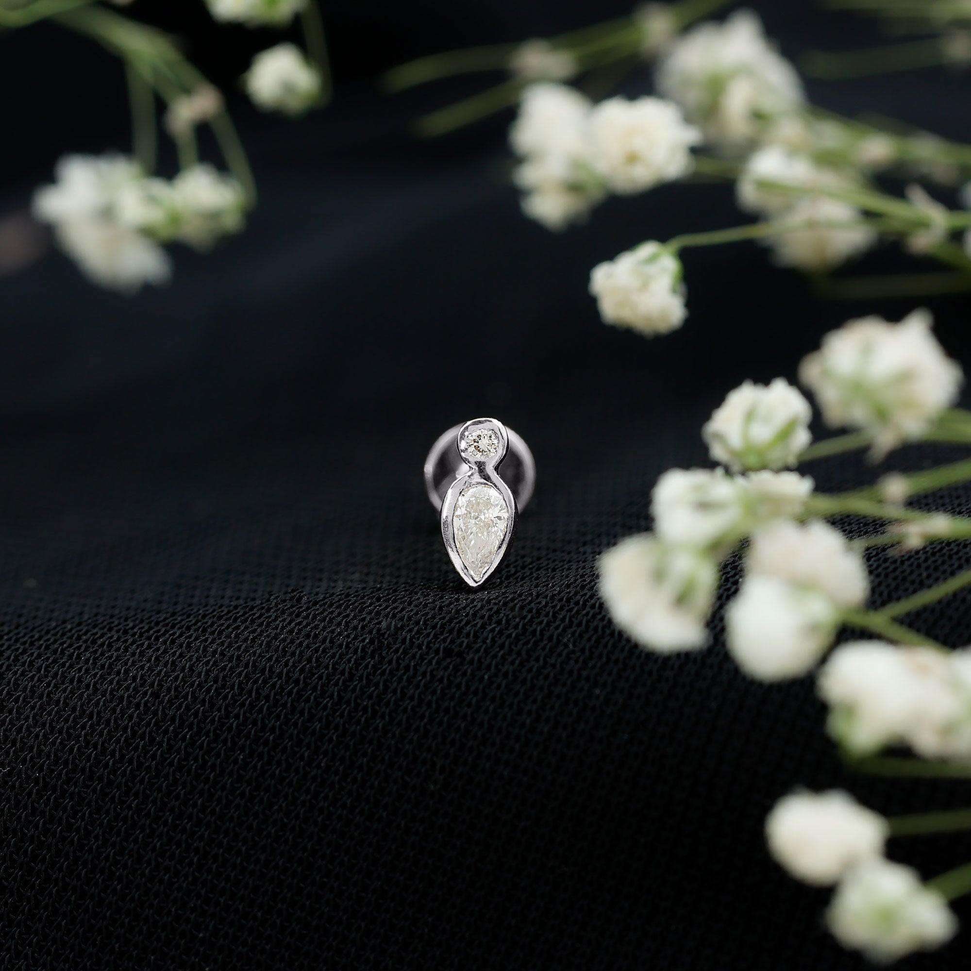 Pear Shape Diamond Two Stone Helix Earring Lab - ( EF-VS ) - Rosec Jewels