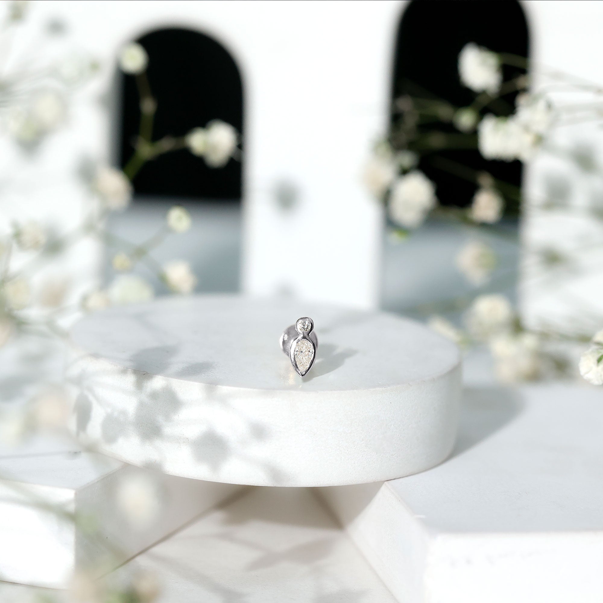 Pear Shape Diamond Two Stone Helix Earring Lab - ( EF-VS ) - Rosec Jewels