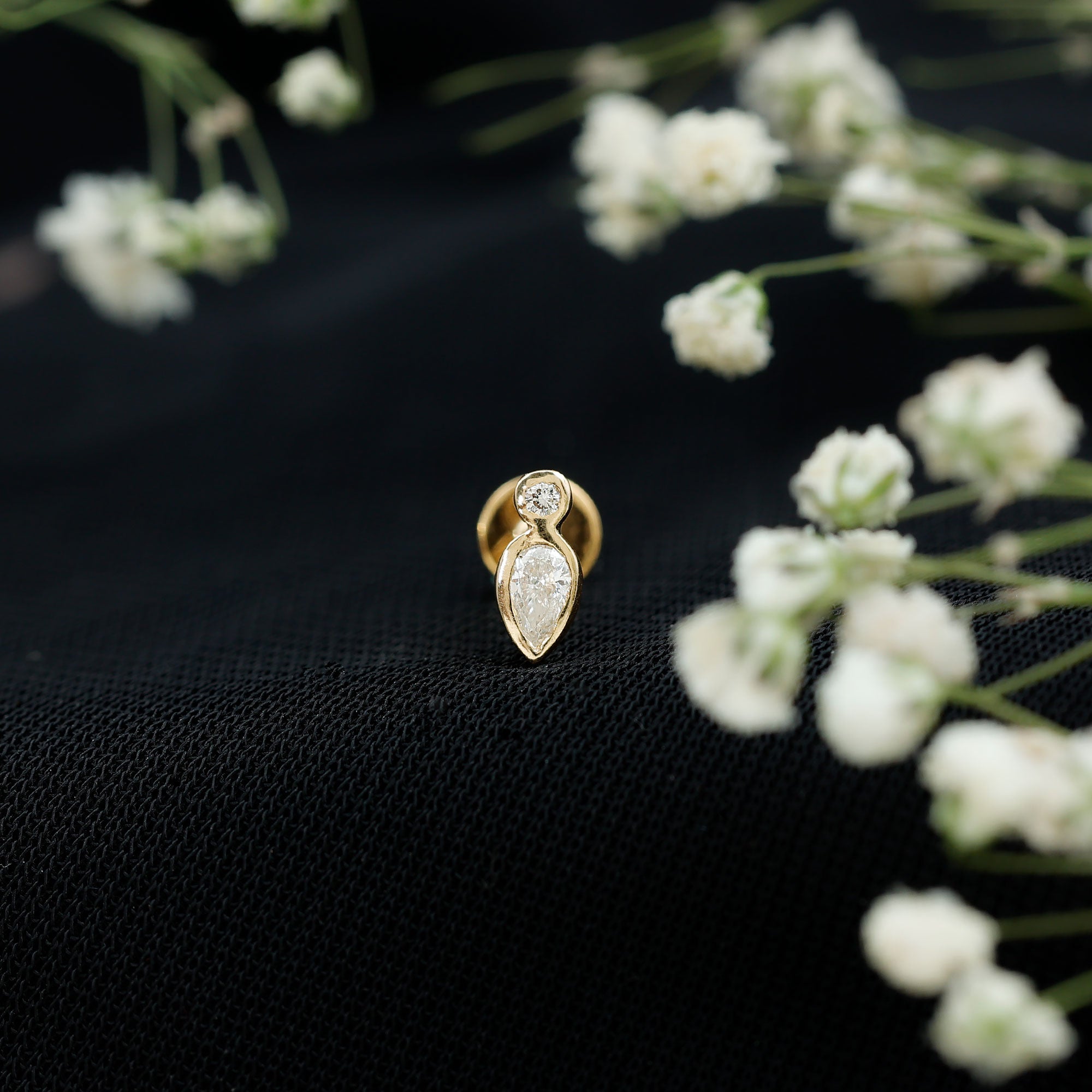 Rosec Jewels-Pear Shape Diamond Two Stone Helix Earring