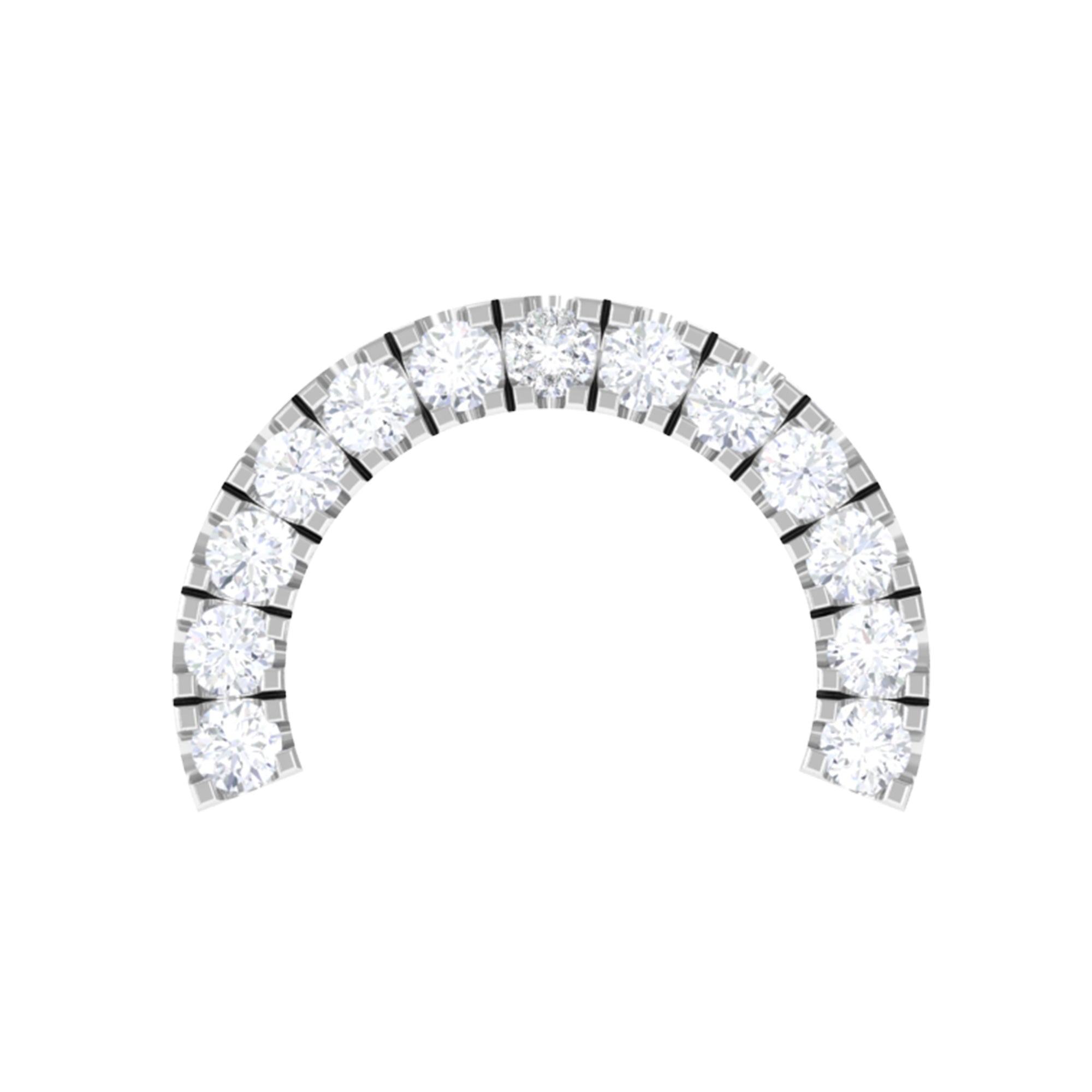 Certified Diamond Half Circle Earring for Piercing Lab - ( EF-VS ) - Rosec Jewels
