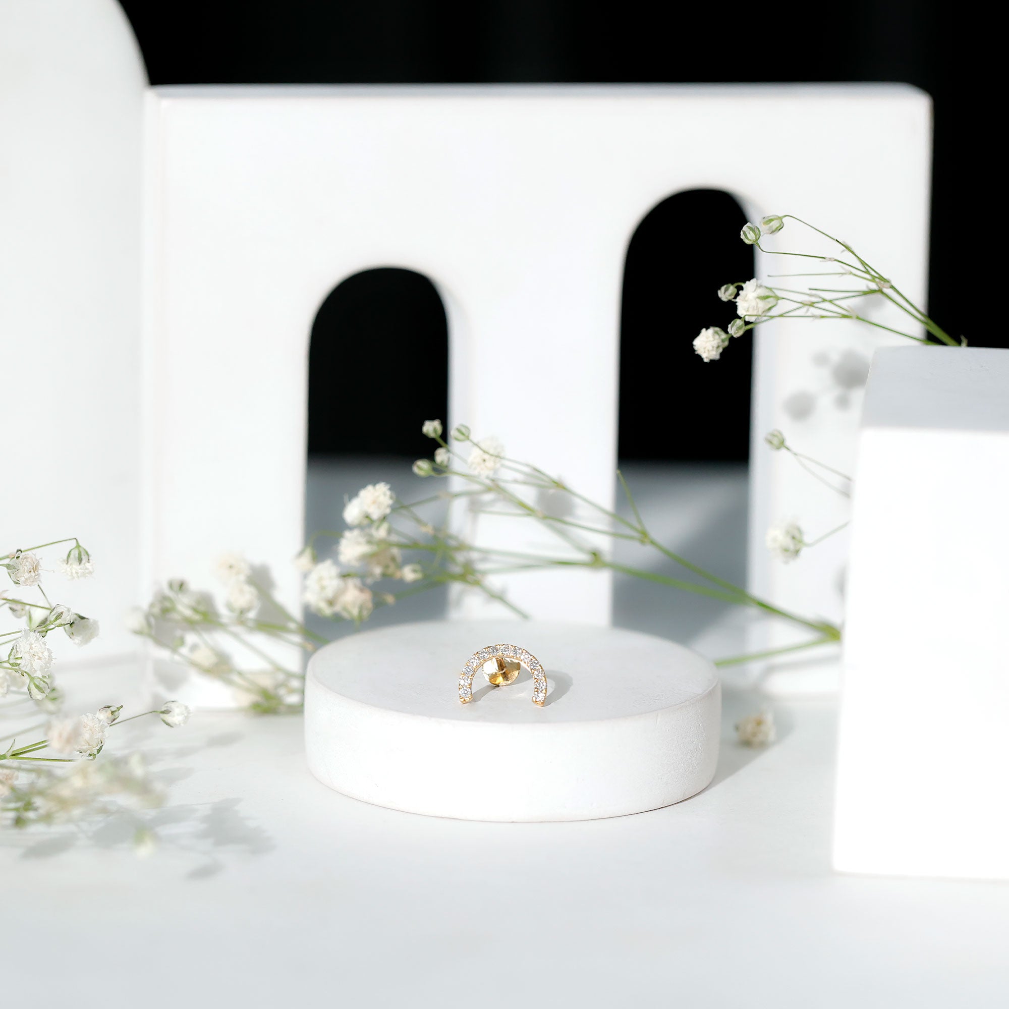 Rosec Jewels-Certified Diamond Half Circle Earring for Piercing