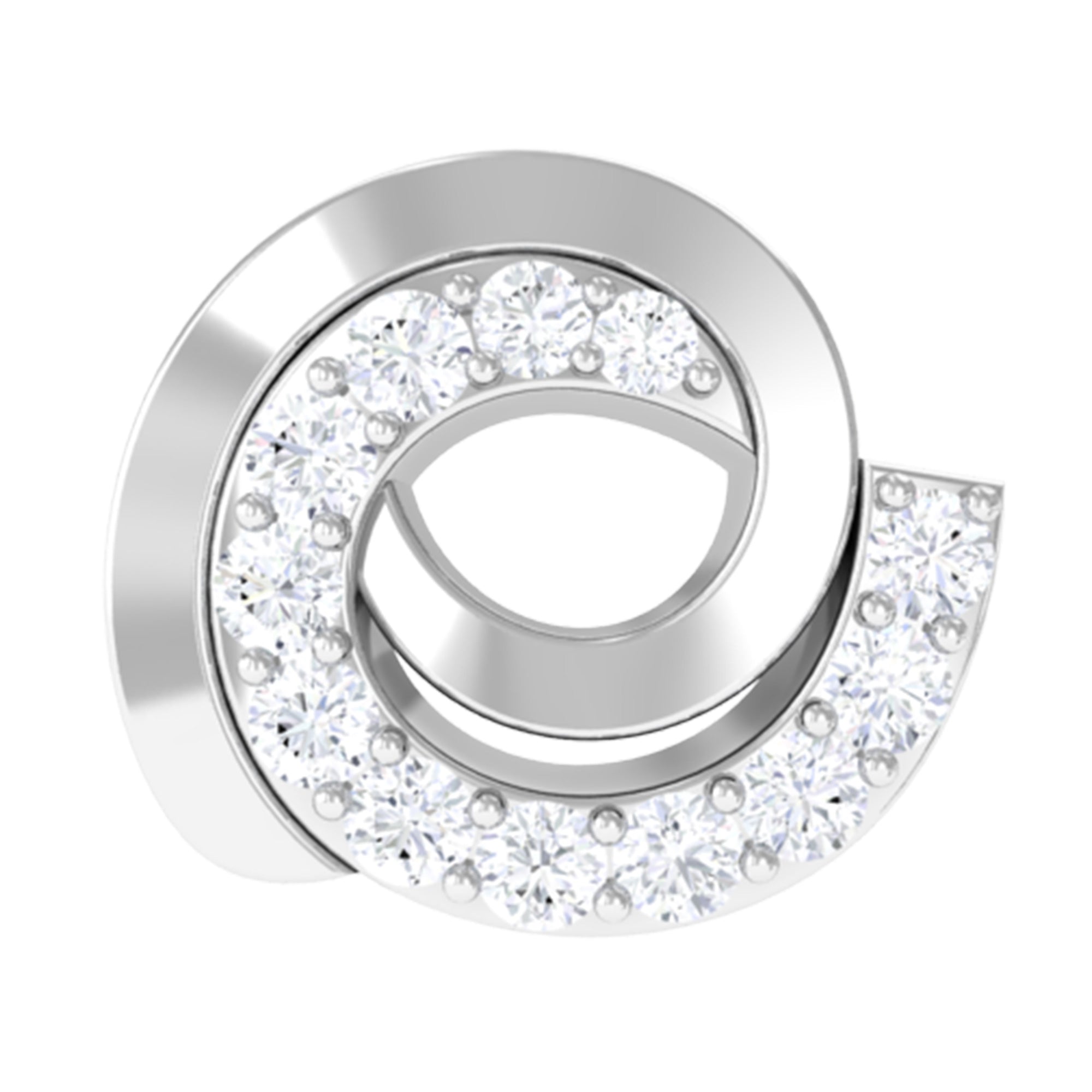 Certified Diamond Spiral Earring for Cartilage Piercing Lab - ( EF-VS ) - Rosec Jewels