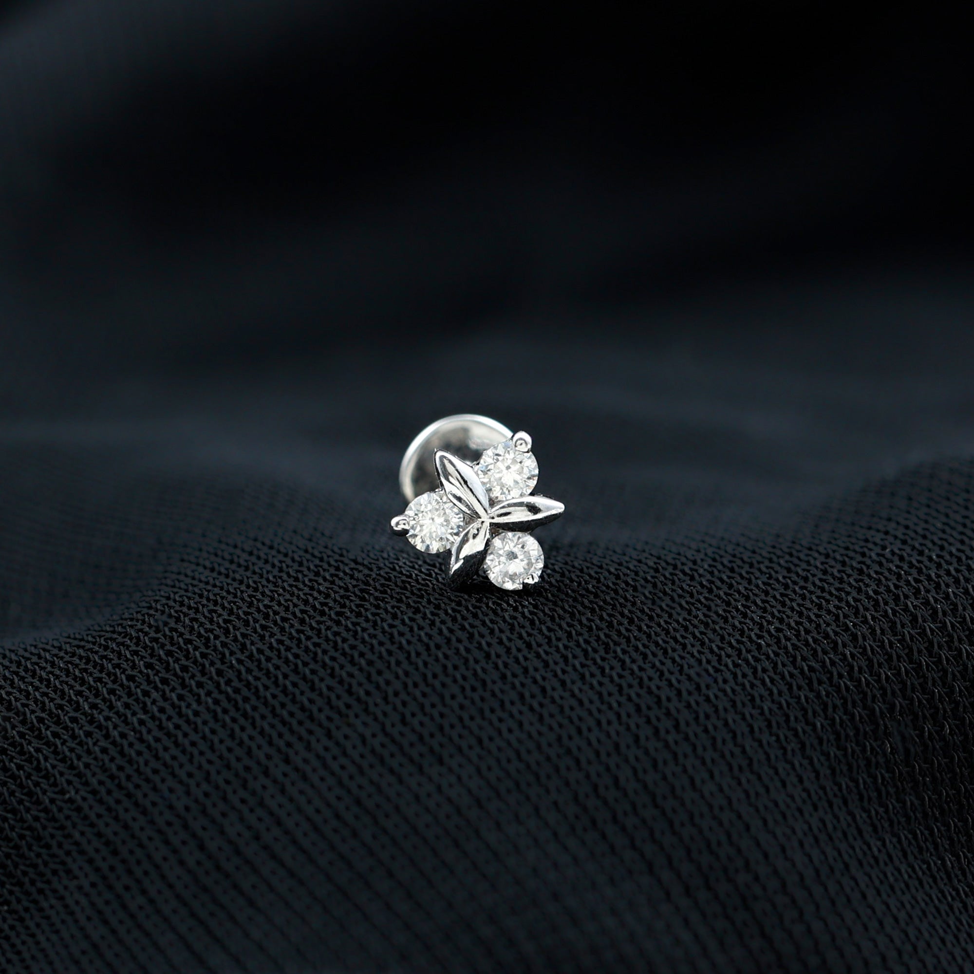 Brilliant Cut Diamond Floral Earring for Conch Piercing Lab - ( EF-VS ) - Rosec Jewels