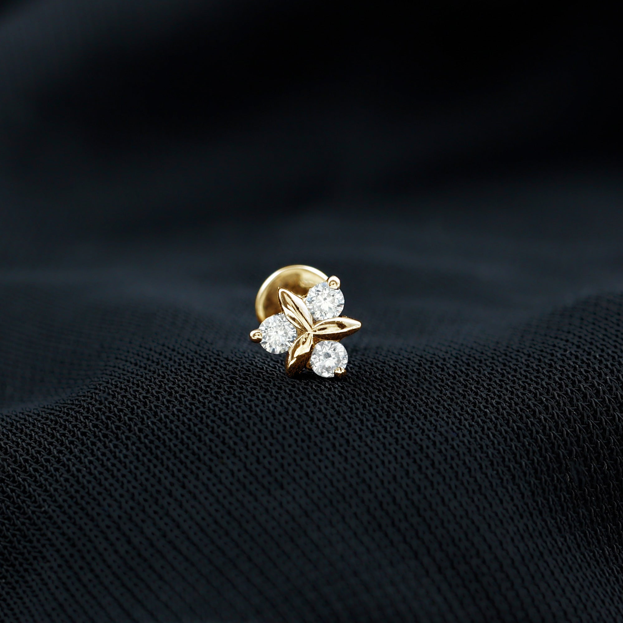 Brilliant Cut Diamond Floral Earring for Conch Piercing Lab - ( EF-VS ) - Rosec Jewels