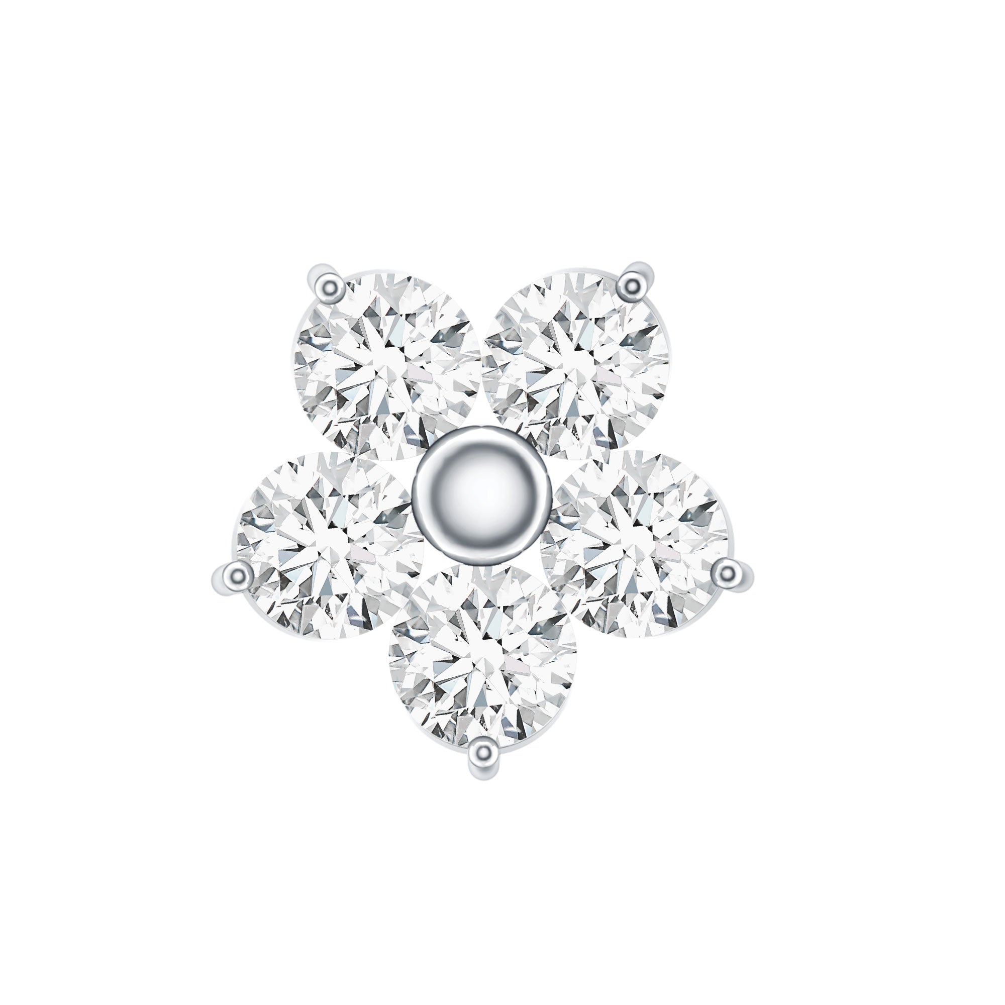 Minimalist Diamond Flower Tragus Earring with Flat Back Lab - ( EF-VS ) - Rosec Jewels