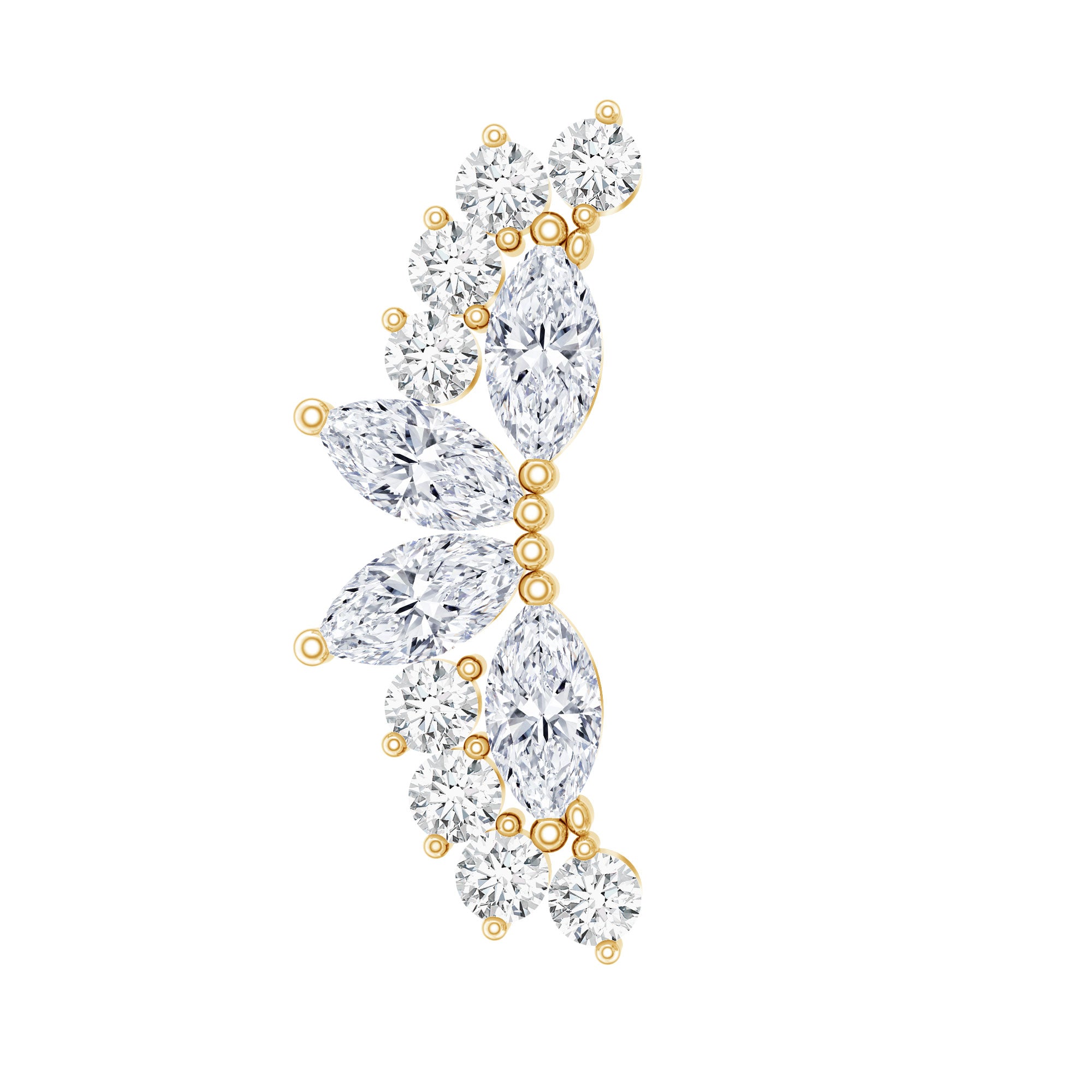 Unique Diamond Crawler Earring for Cartilage Piercing Lab - ( EF-VS ) - Rosec Jewels