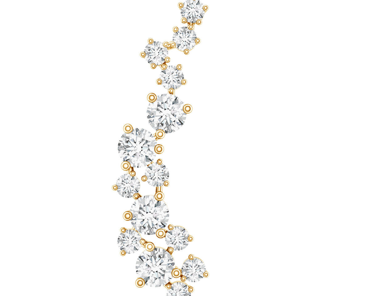 Diamond Cluster Crawler Earring for Helix Piercing Lab - ( EF-VS ) - Rosec Jewels