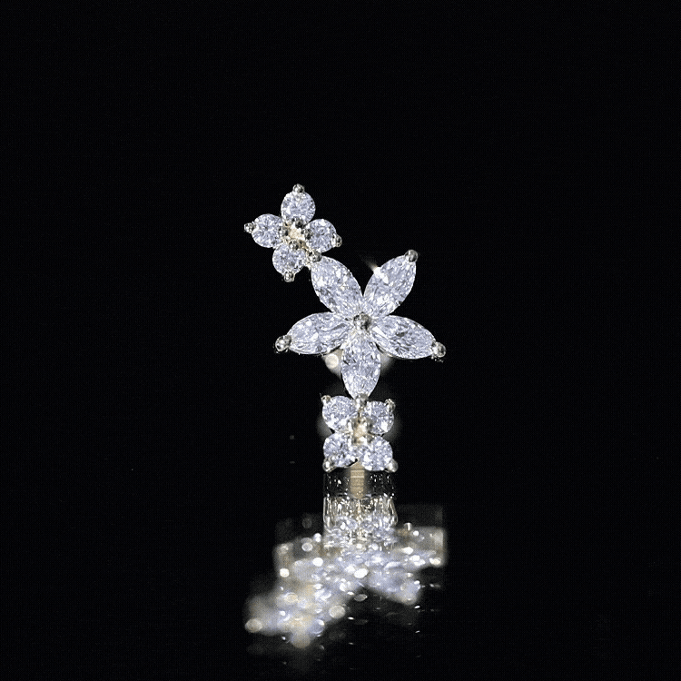 Cartilage Flower Crawler Earring with Diamond Lab - ( EF-VS ) - Rosec Jewels
