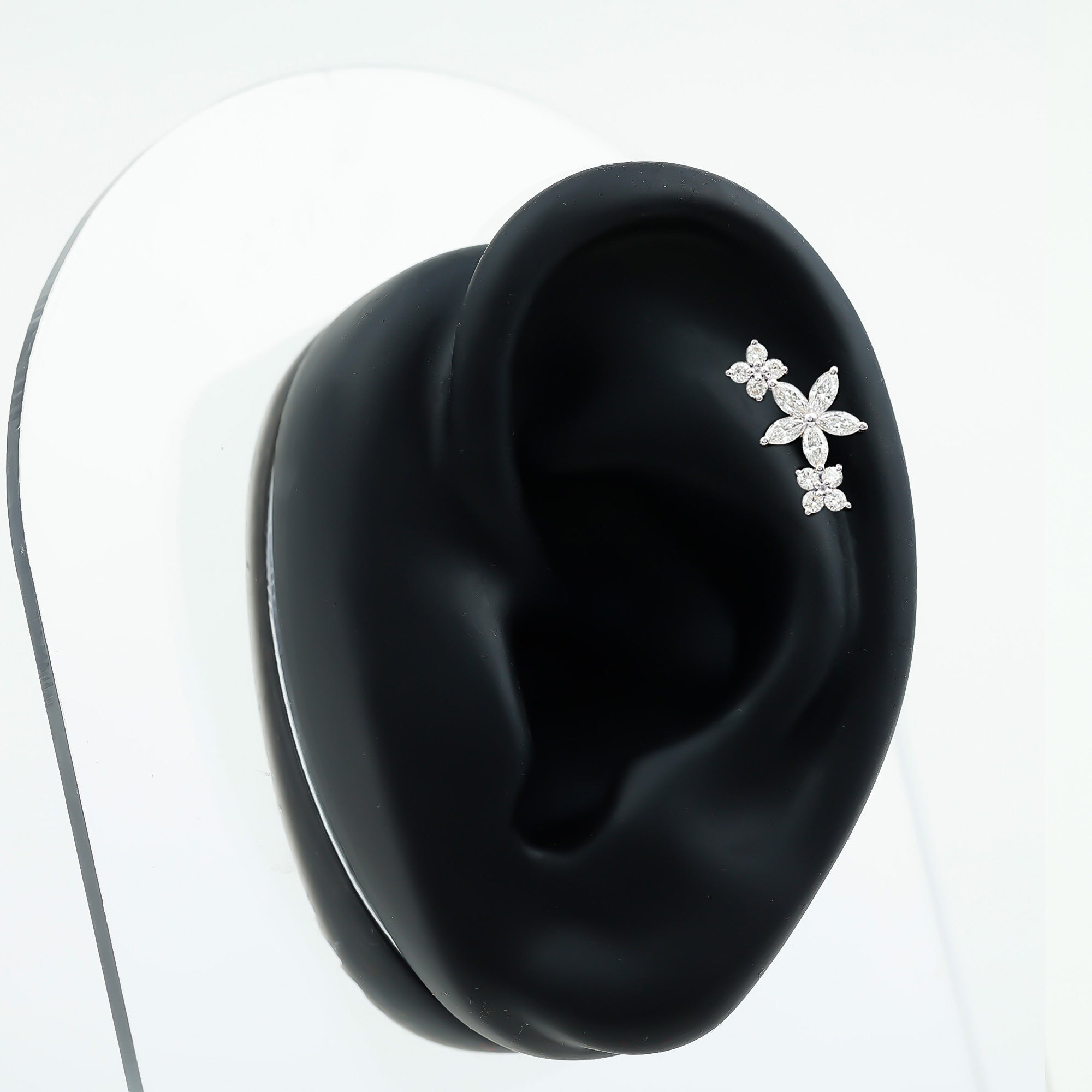 Cartilage Flower Crawler Earring with Diamond Lab - ( EF-VS ) - Rosec Jewels