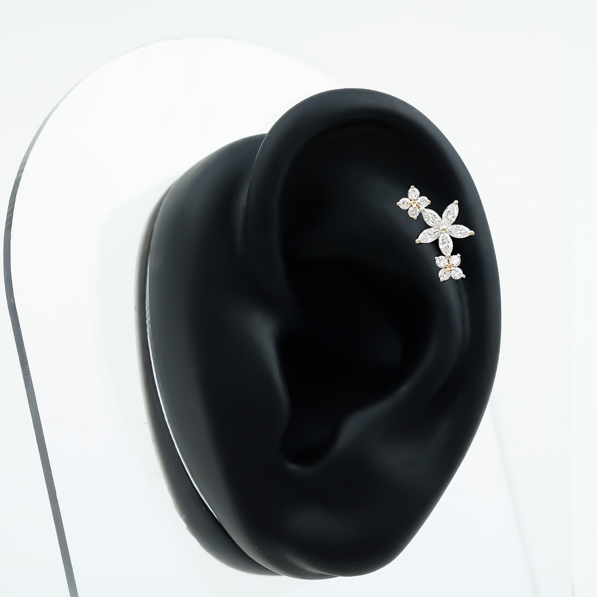 Cartilage Flower Crawler Earring with Diamond Lab - ( EF-VS ) - Rosec Jewels