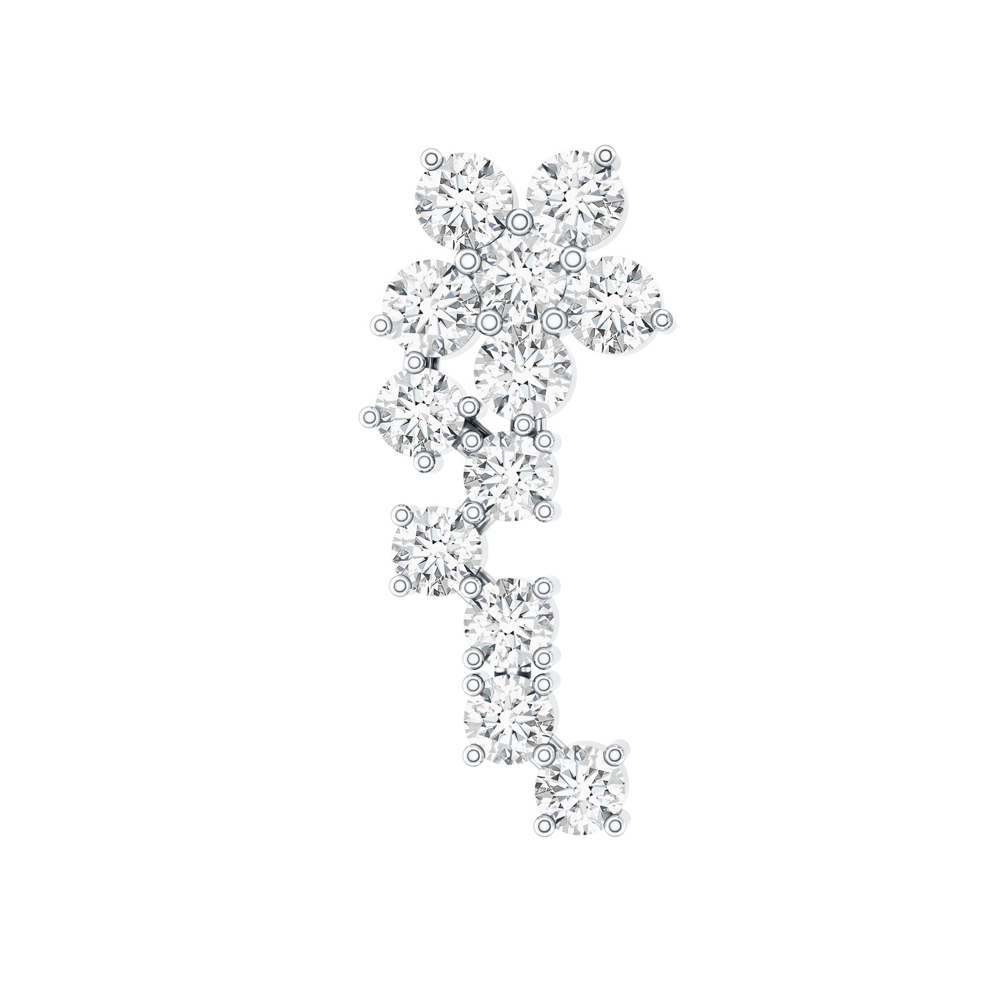 Diamond Floral Cluster Earring for Helix Piercing Lab - ( EF-VS ) - Rosec Jewels