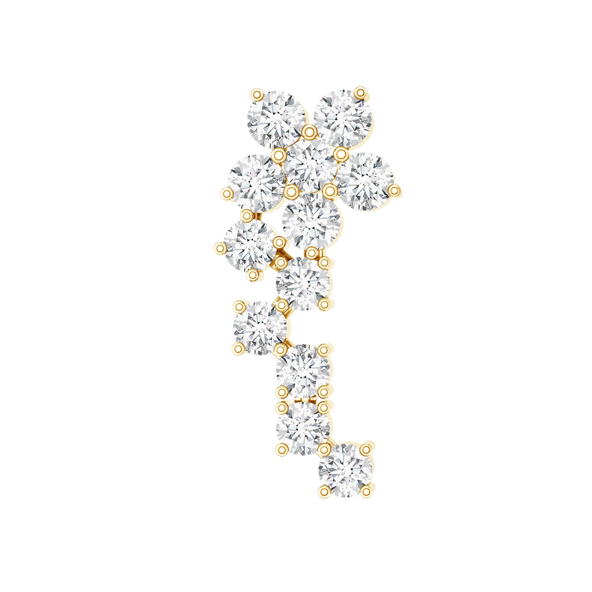 Diamond Floral Cluster Earring for Helix Piercing Lab - ( EF-VS ) - Rosec Jewels