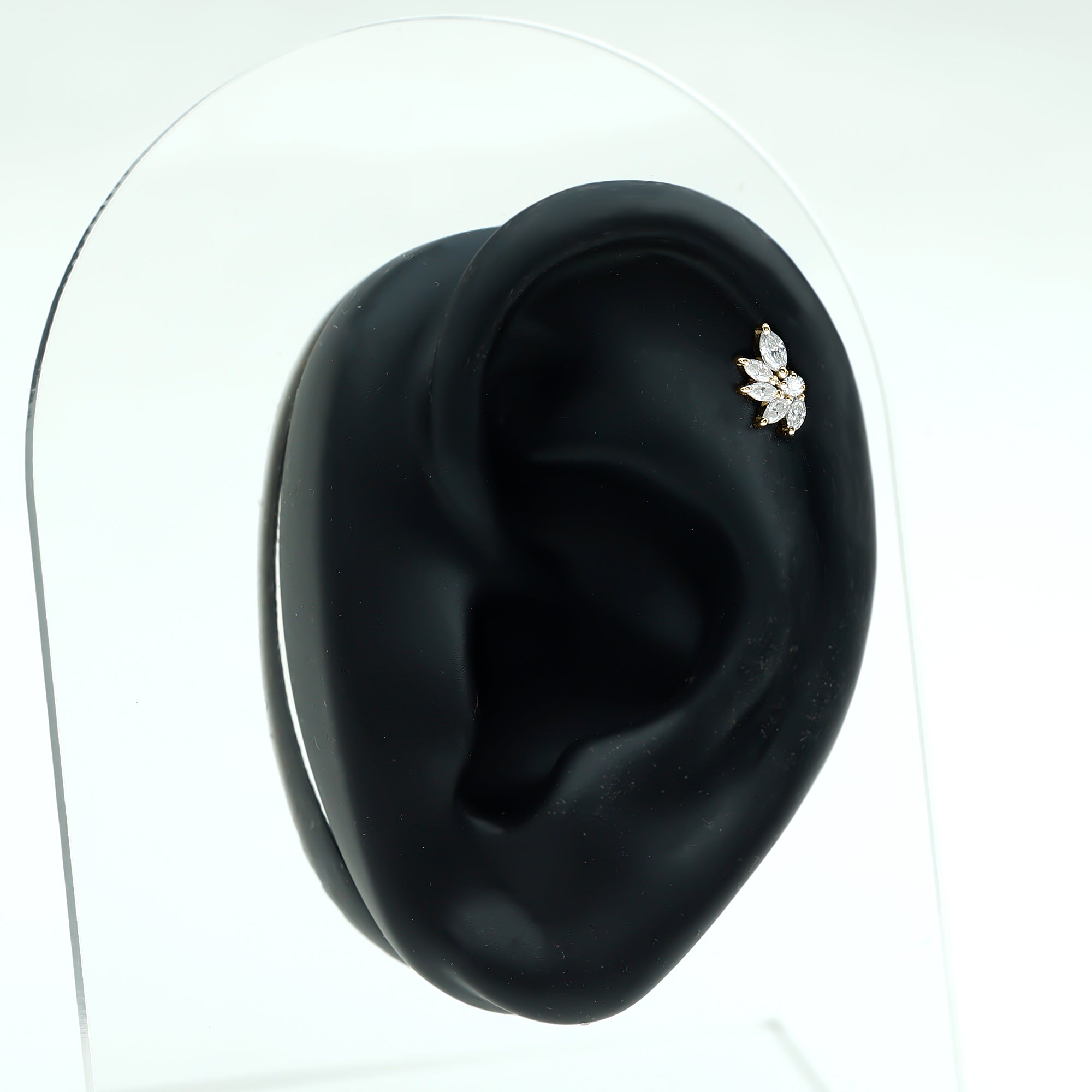 Marquise Diamond Leaf Cluster Earring for Cartilage Piercing Lab - ( EF-VS ) - Rosec Jewels