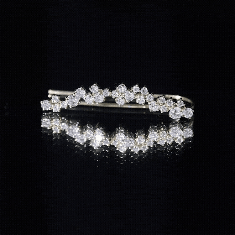 Diamond Cluster Climber Earring for Helix Piercing Lab - ( EF-VS ) - Rosec Jewels