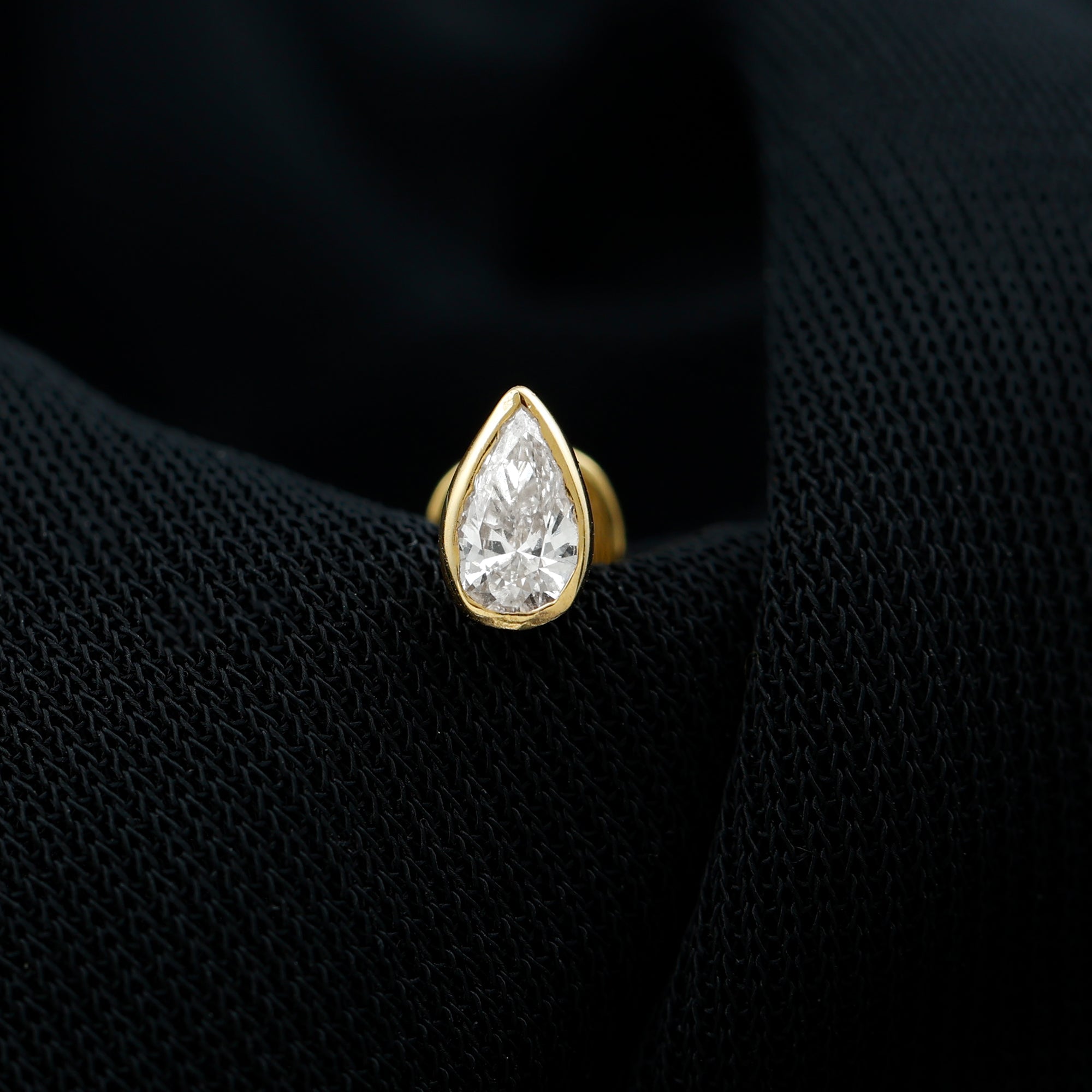 Pear Shape Diamond Solitaire Cartilage Earring Lab - ( EF-VS ) - Rosec Jewels