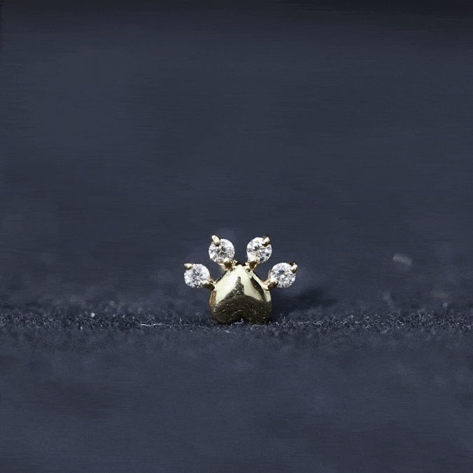 Diamond and Heart Dog Paw Print Cartilage Earring Lab - ( EF-VS ) - Rosec Jewels