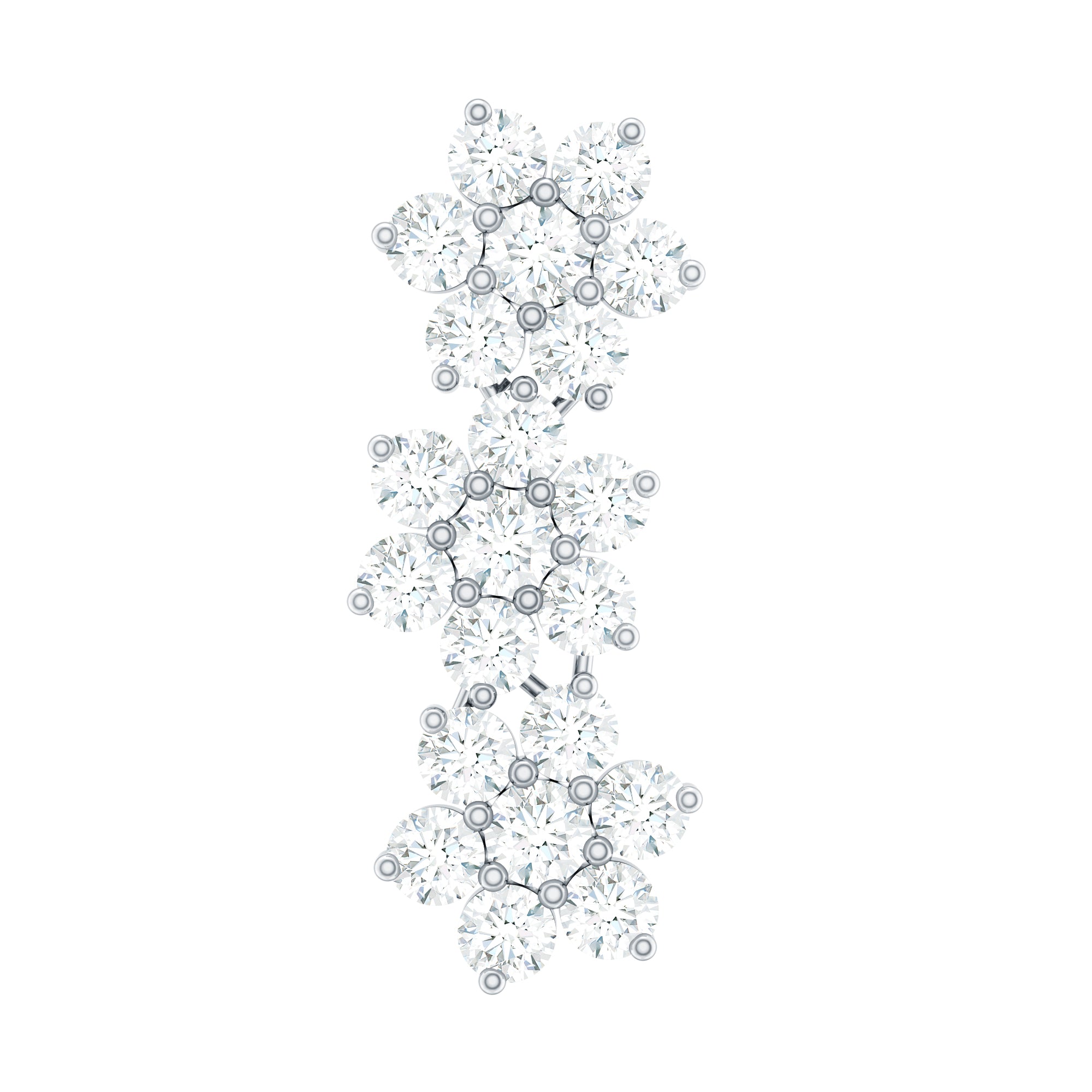Diamond Three Flower Crawler Earring for Helix Piercing Lab - ( EF-VS ) - Rosec Jewels