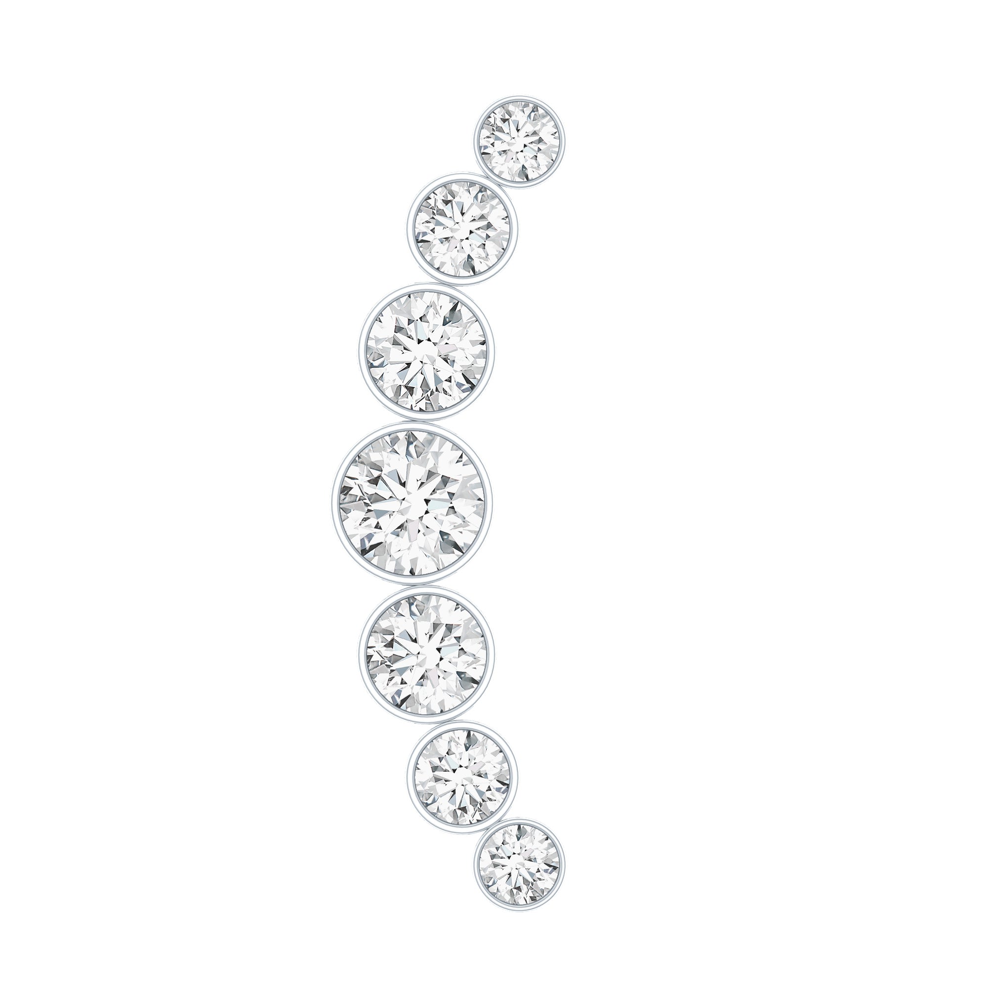 Graduated Diamond Crawler Helix Earring in Bezel Set Lab - ( EF-VS ) - Rosec Jewels