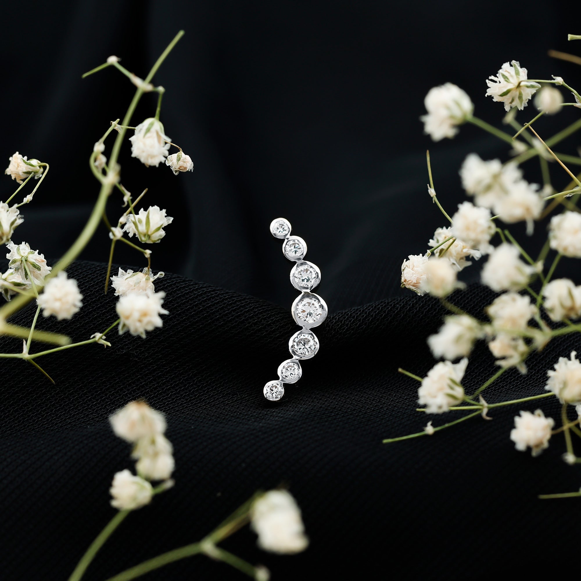 Graduated Diamond Crawler Helix Earring in Bezel Set Lab - ( EF-VS ) - Rosec Jewels