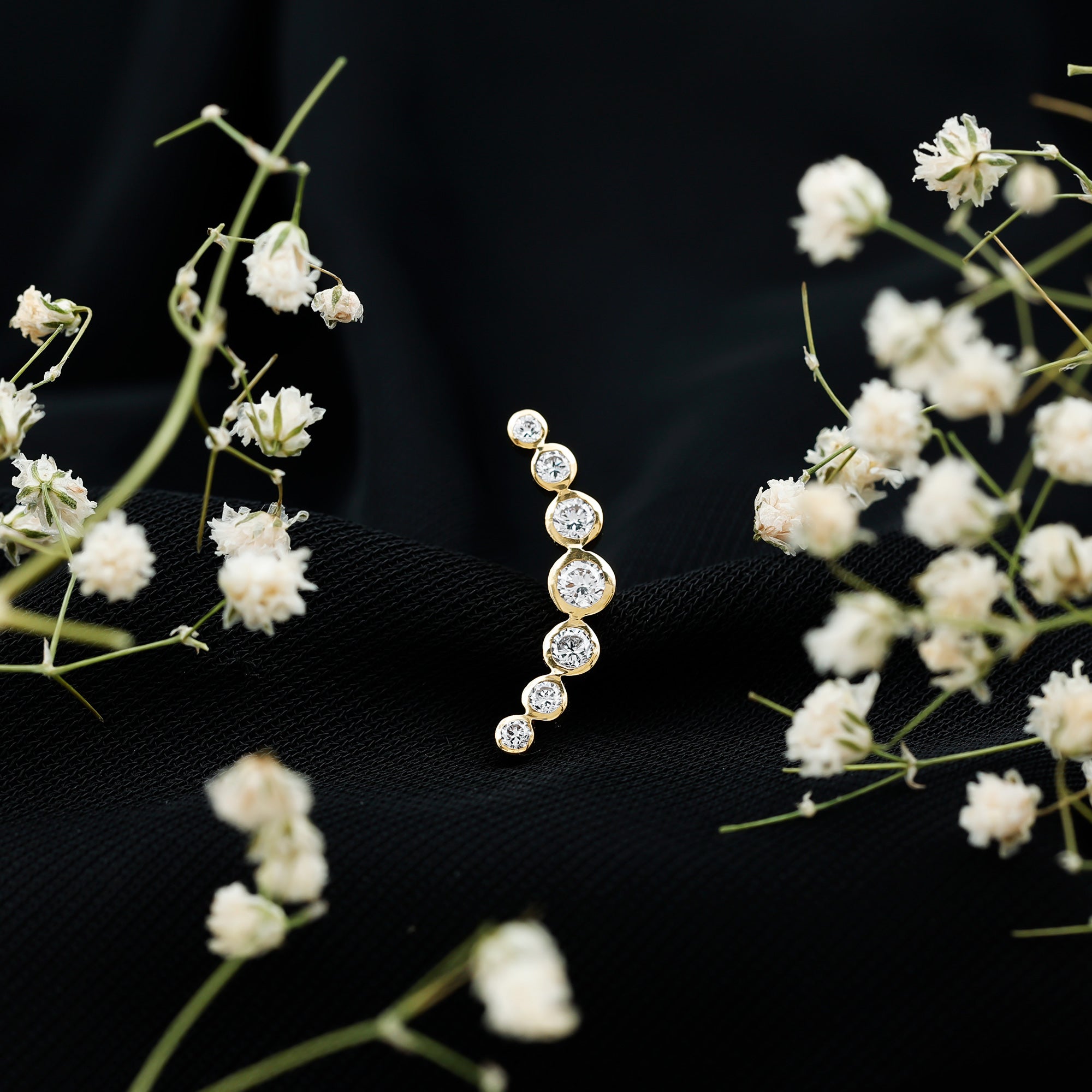 Graduated Diamond Crawler Helix Earring in Bezel Set Lab - ( EF-VS ) - Rosec Jewels