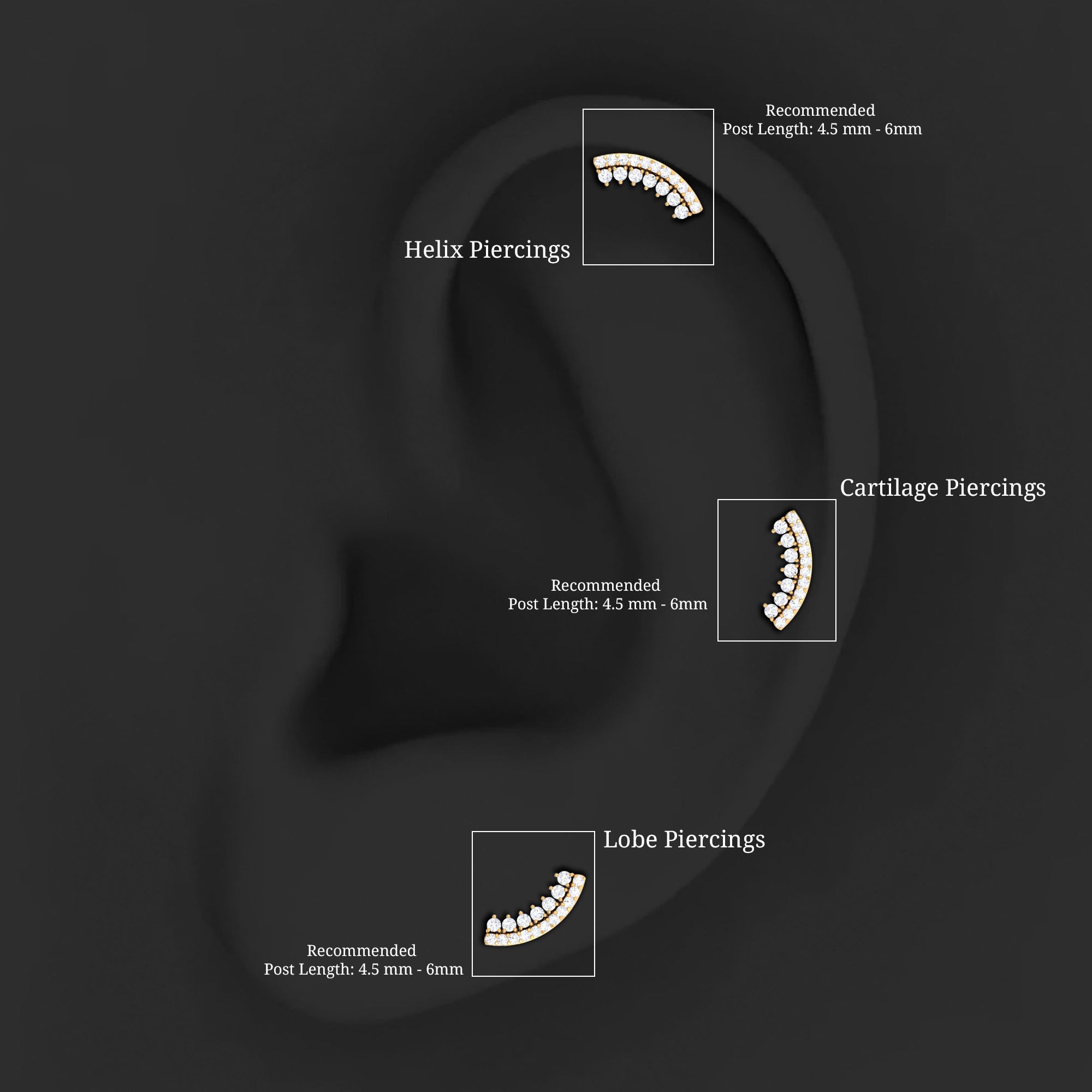 Certified Diamond Curved Cartilage Earring for Women Lab - ( EF-VS ) - Rosec Jewels