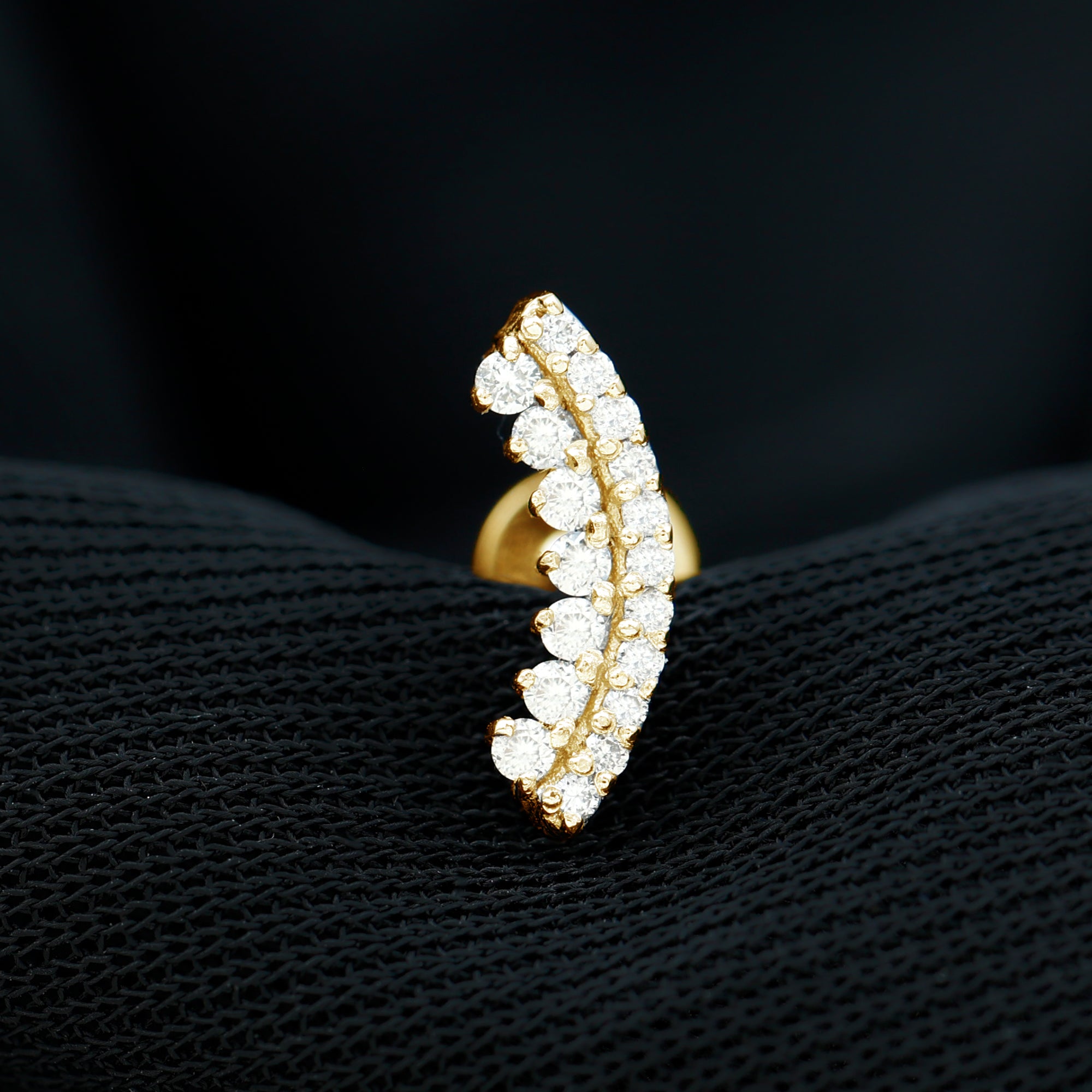 Certified Diamond Curved Cartilage Earring for Women Lab - ( EF-VS ) - Rosec Jewels