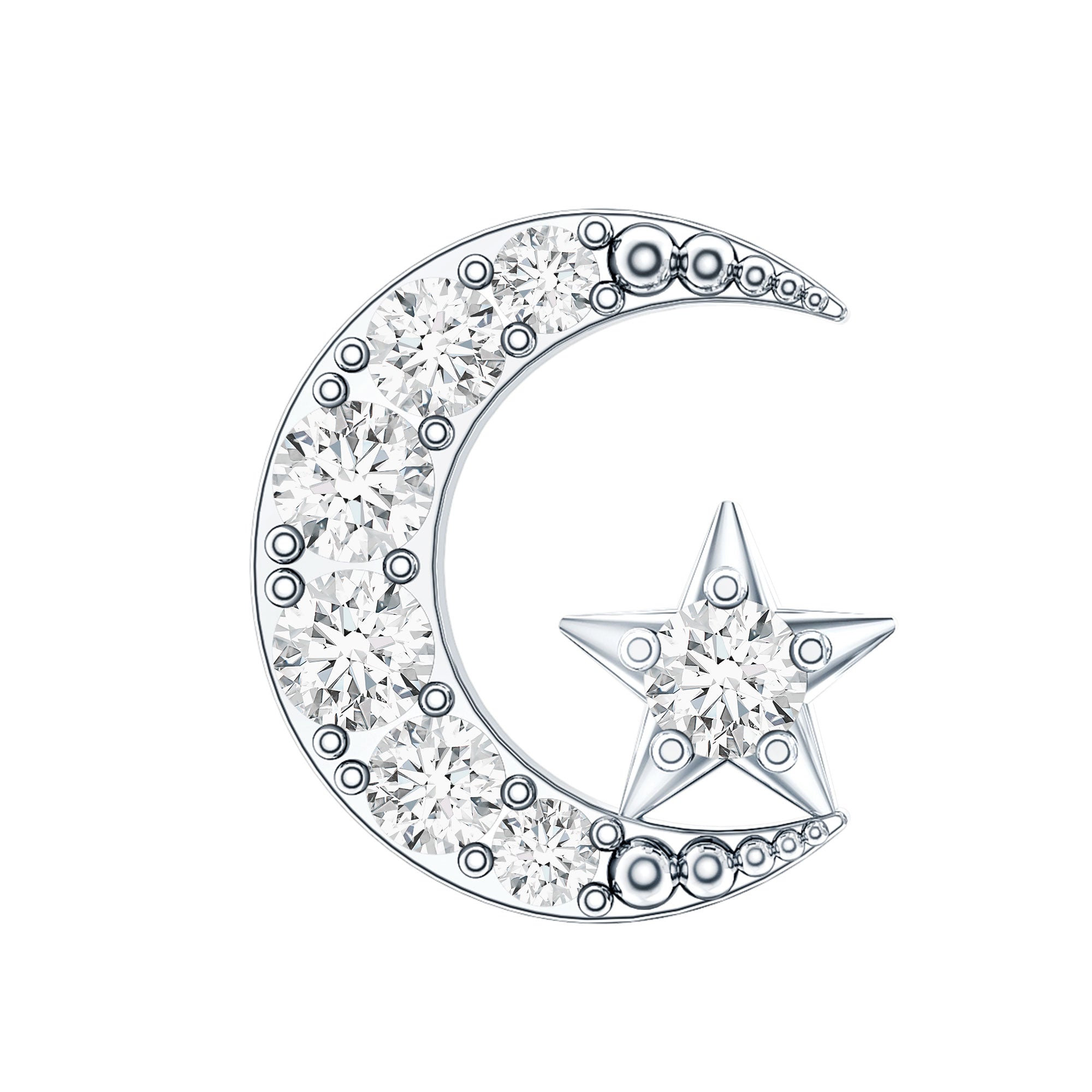 Certified Diamond Crescent Moon Helix Earring with Star Lab - ( EF-VS ) - Rosec Jewels