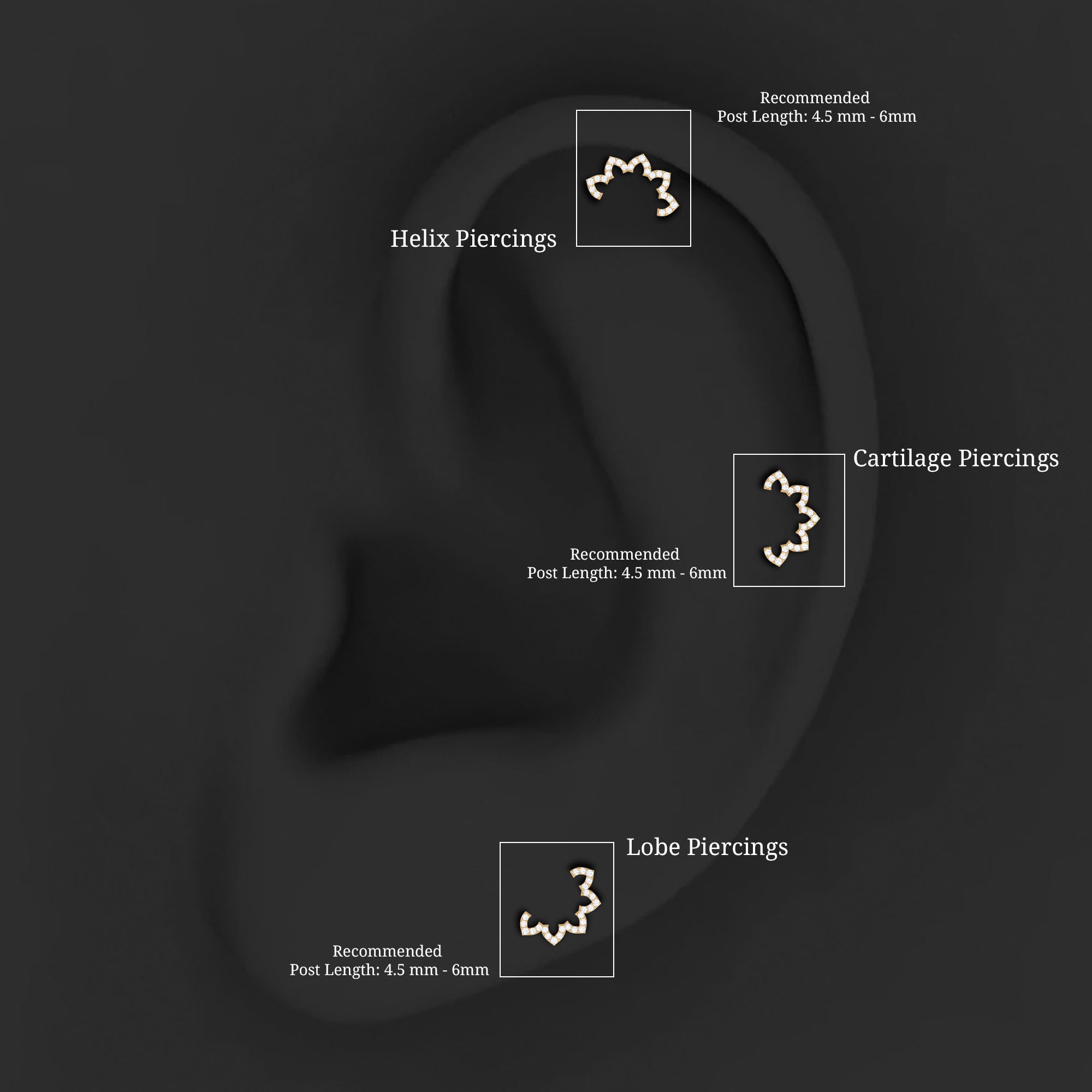 Certified Diamond Curved Floral Earring for Cartilage Piercing Lab - ( EF-VS ) - Rosec Jewels