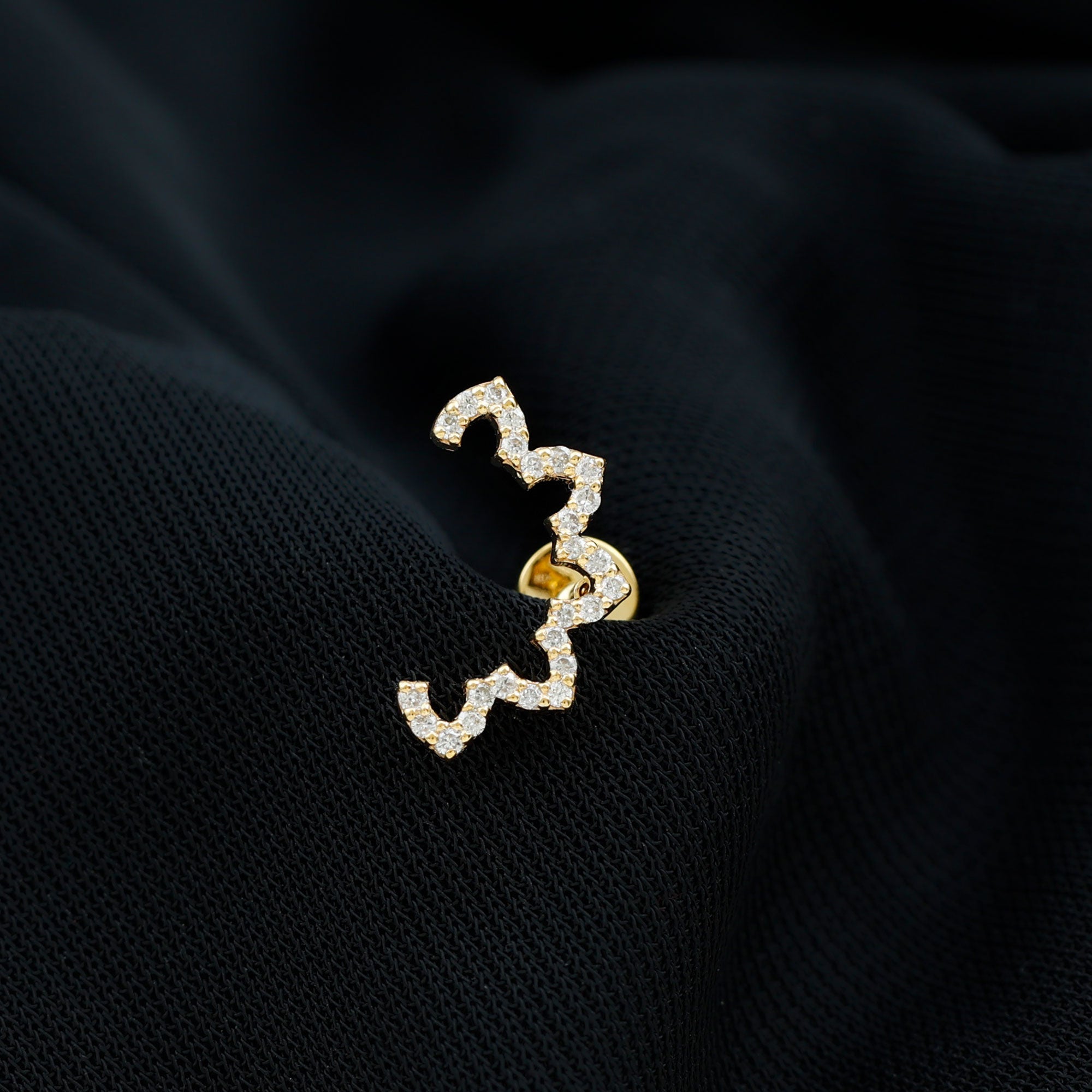 Certified Diamond Curved Floral Earring for Cartilage Piercing Lab - ( EF-VS ) - Rosec Jewels