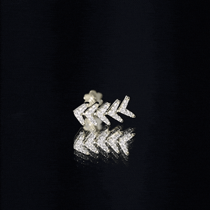 Minimalist Diamond Leaf Crawler Earring for Helix Piercing Lab - ( EF-VS ) - Rosec Jewels