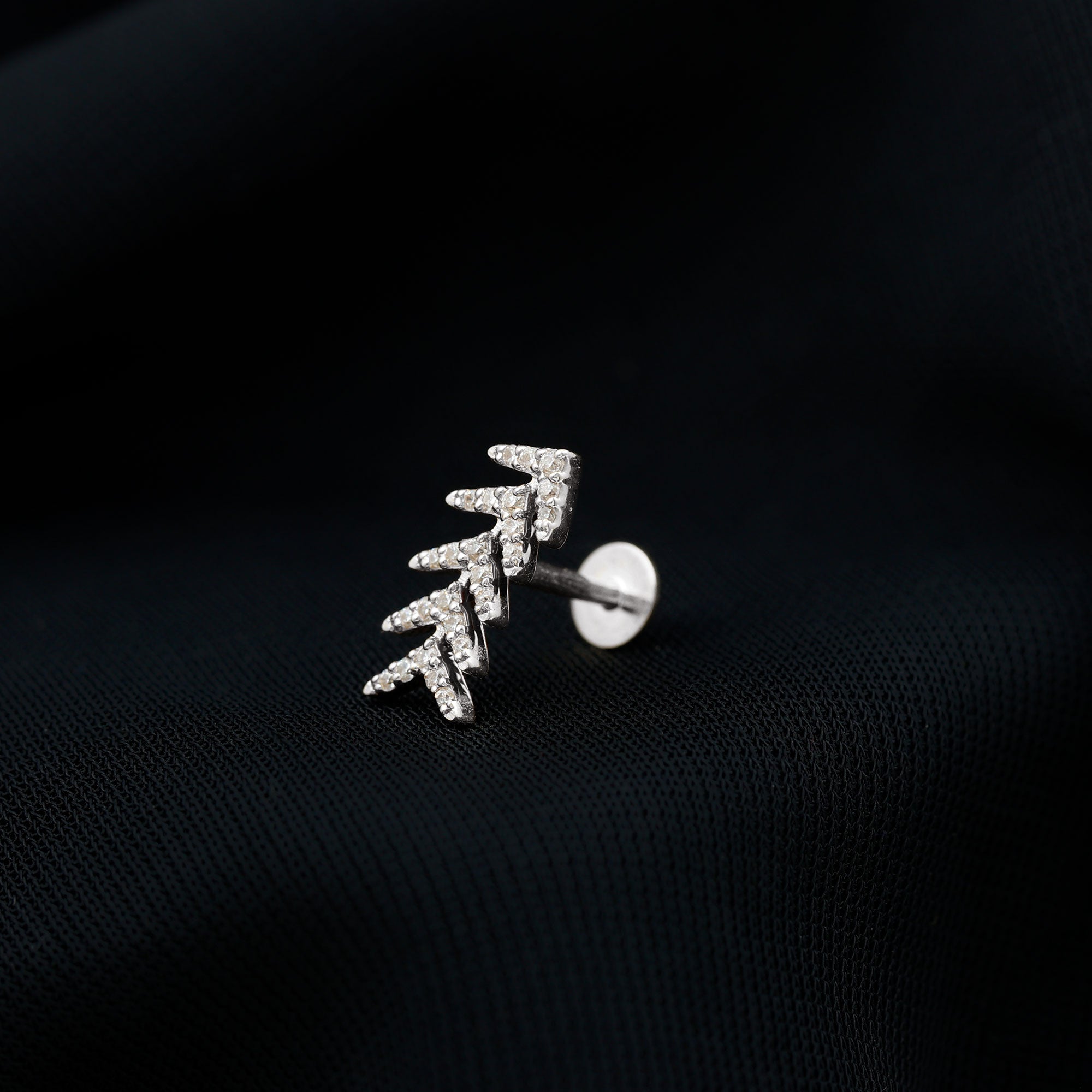 Minimalist Diamond Leaf Crawler Earring for Helix Piercing Lab - ( EF-VS ) - Rosec Jewels