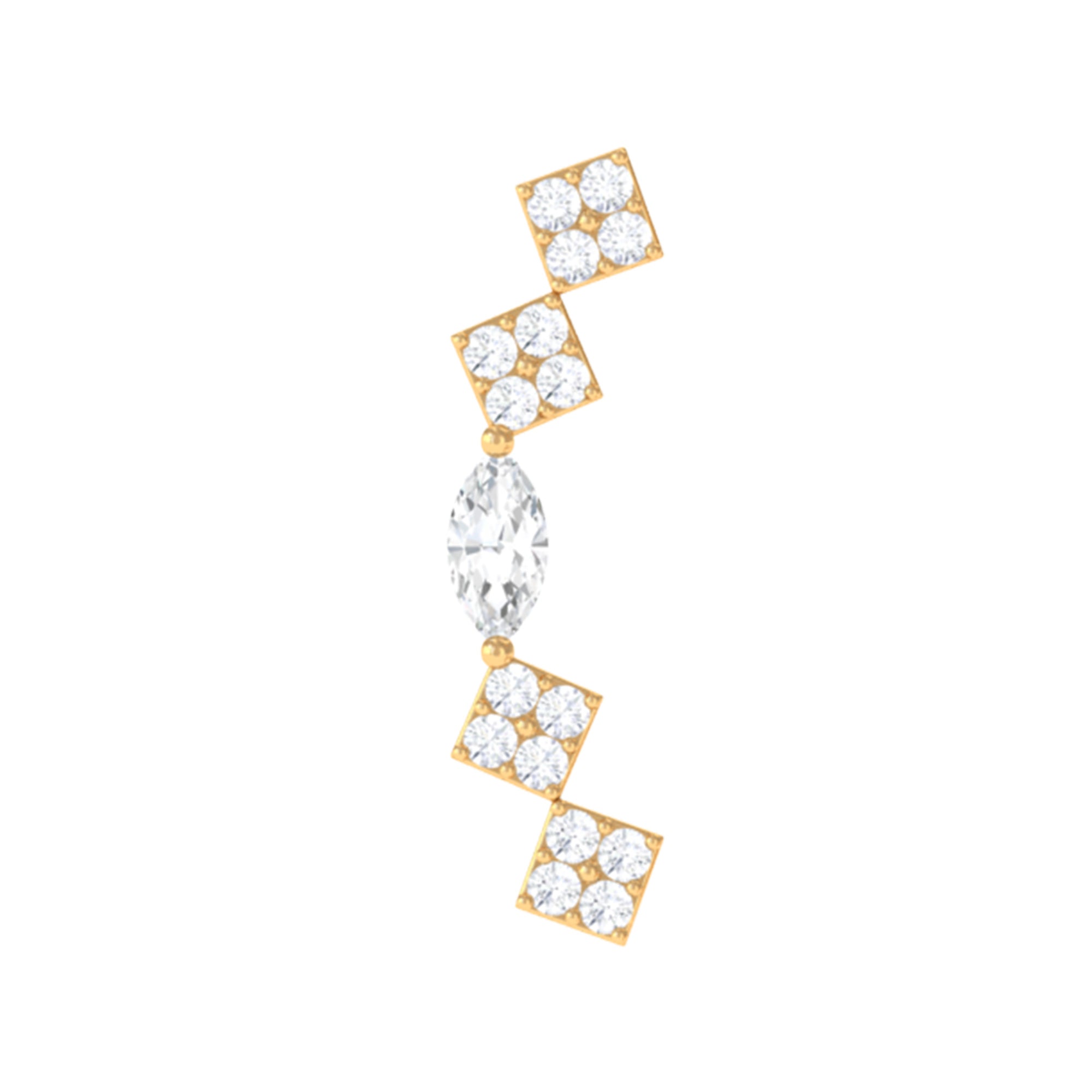 Elegant Diamond Ear Crawler Earring for Helix Piercing Lab - ( EF-VS ) - Rosec Jewels