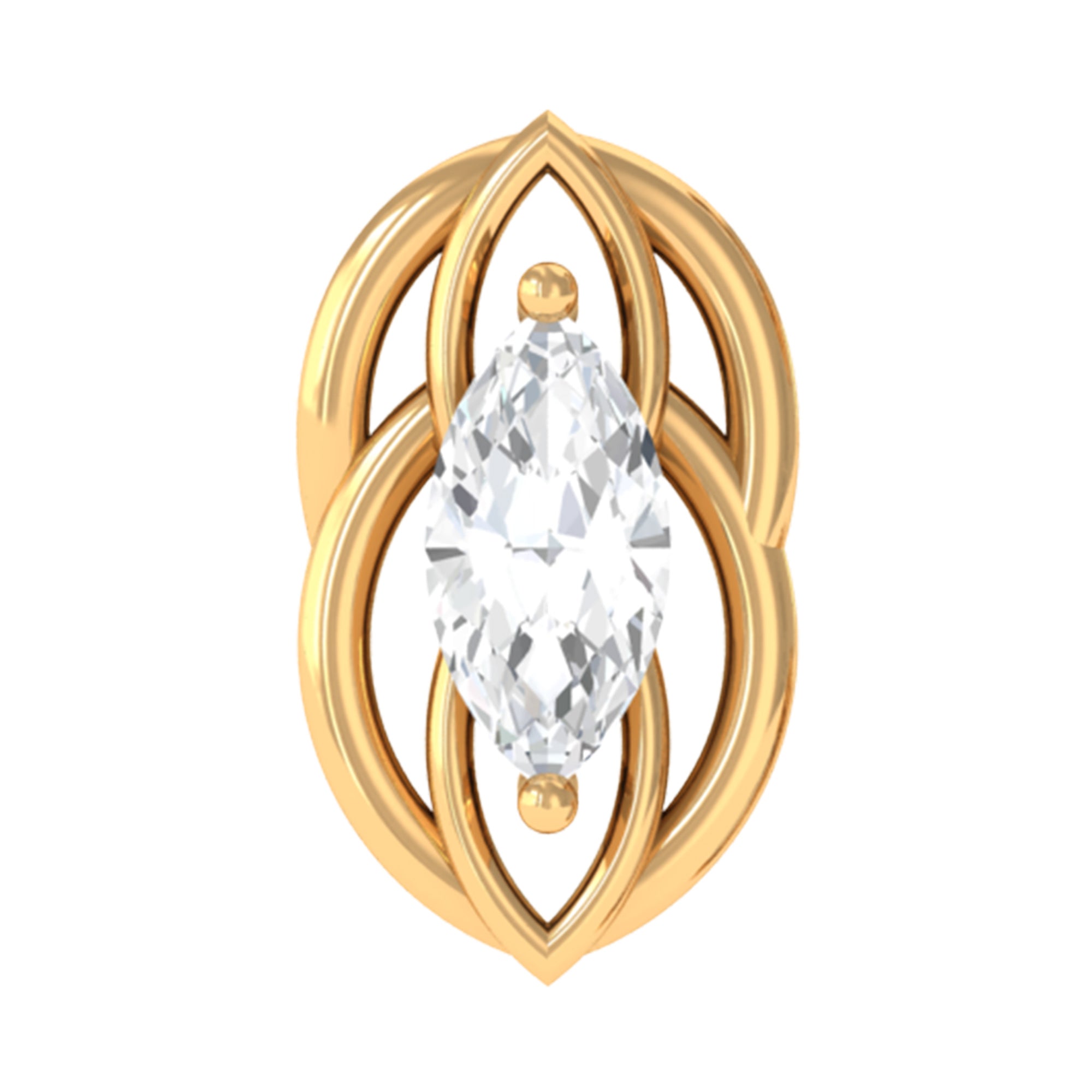 Marquise Diamond Solitaire Cartilage Earring Lab - ( EF-VS ) - Rosec Jewels